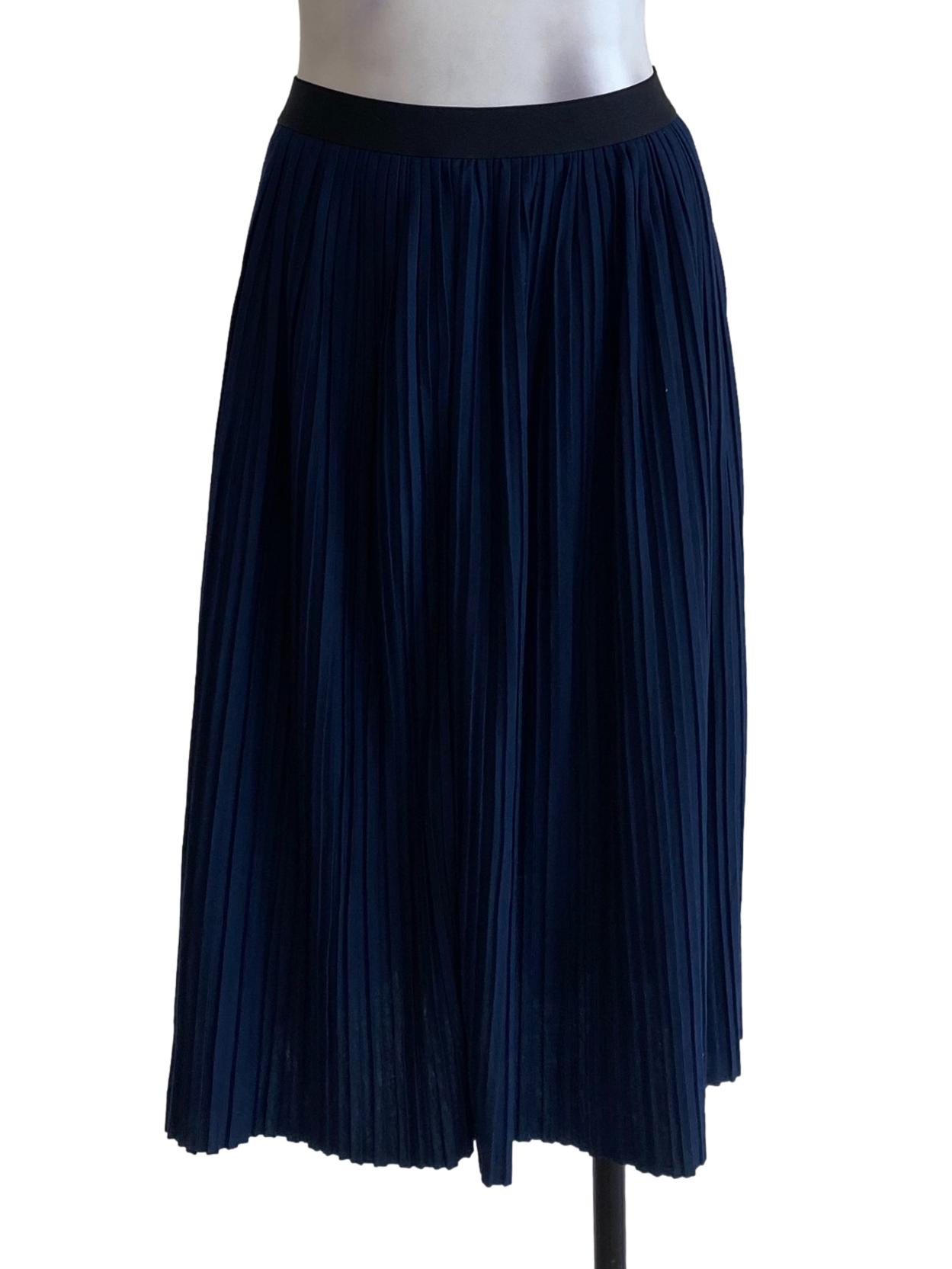 Navy Blue Pleated Skirt