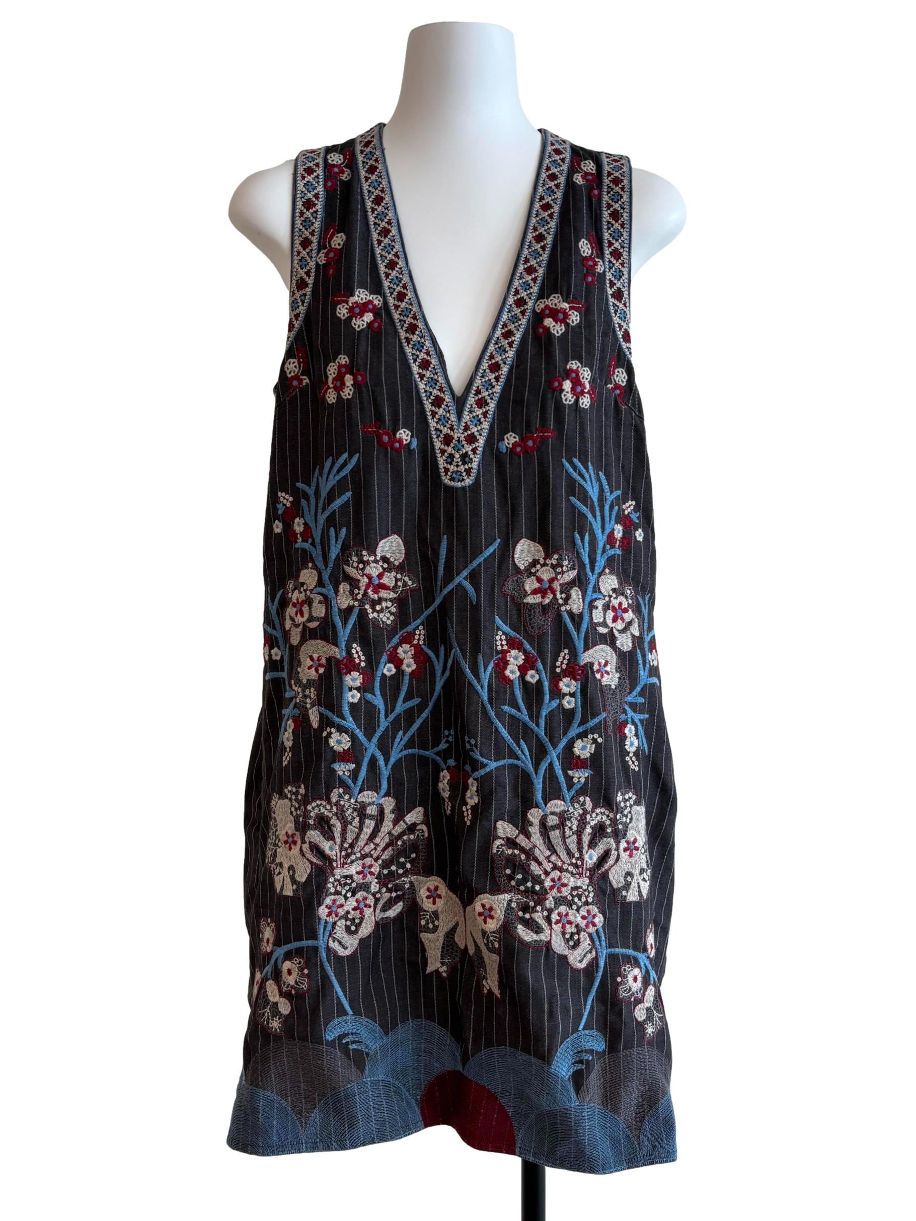 Ash Grey Embroidered Shift Dress