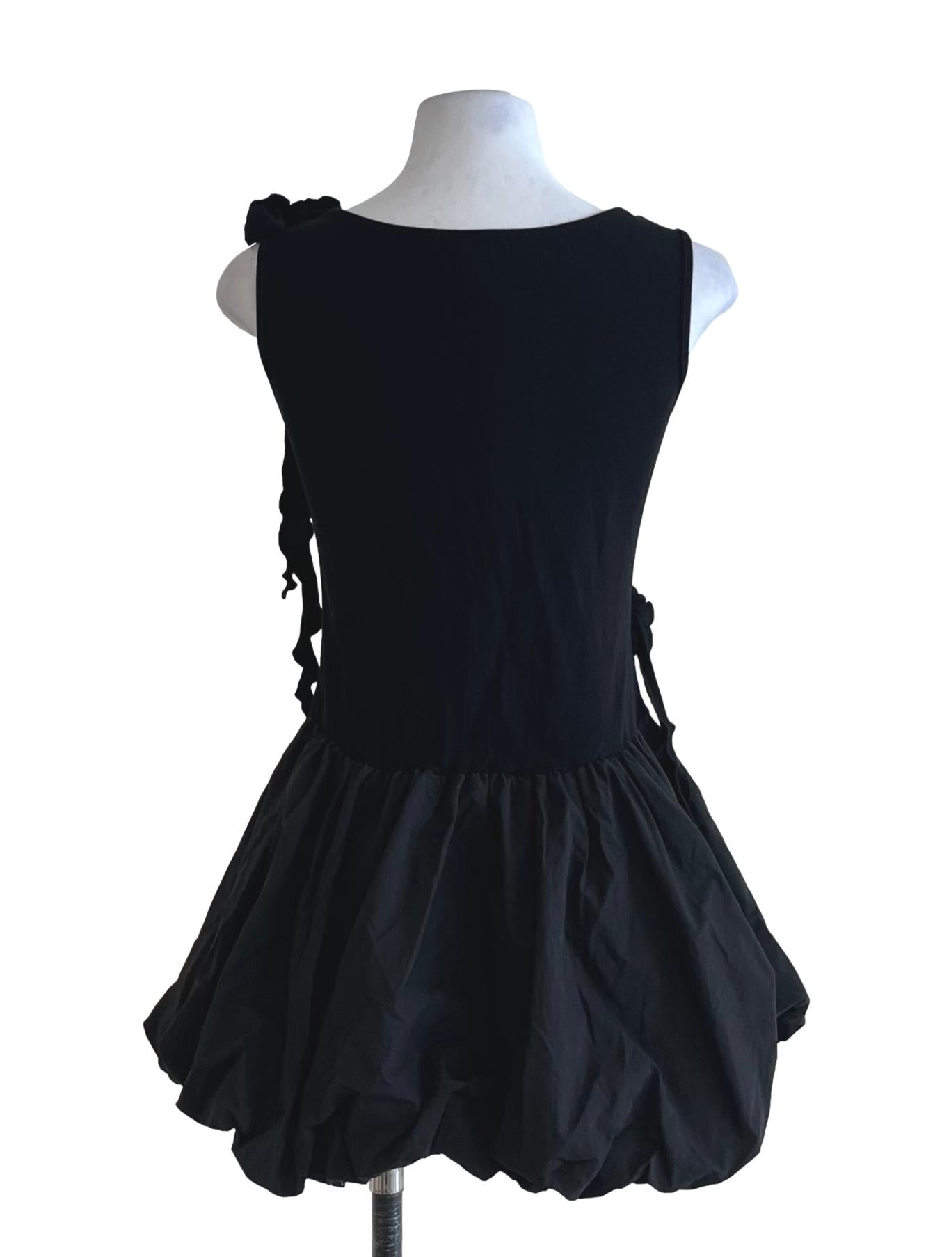 Black Scoop Neckline A-Line Dress