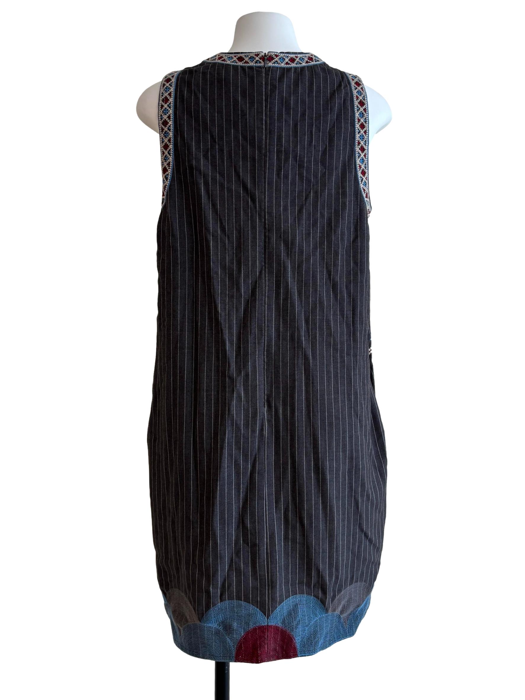 Ash Grey Embroidered Shift Dress