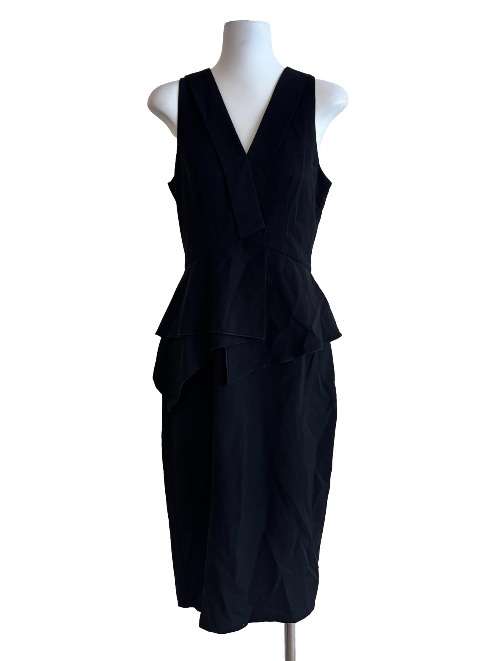 Jet Black Sleeveless Peplum Dress