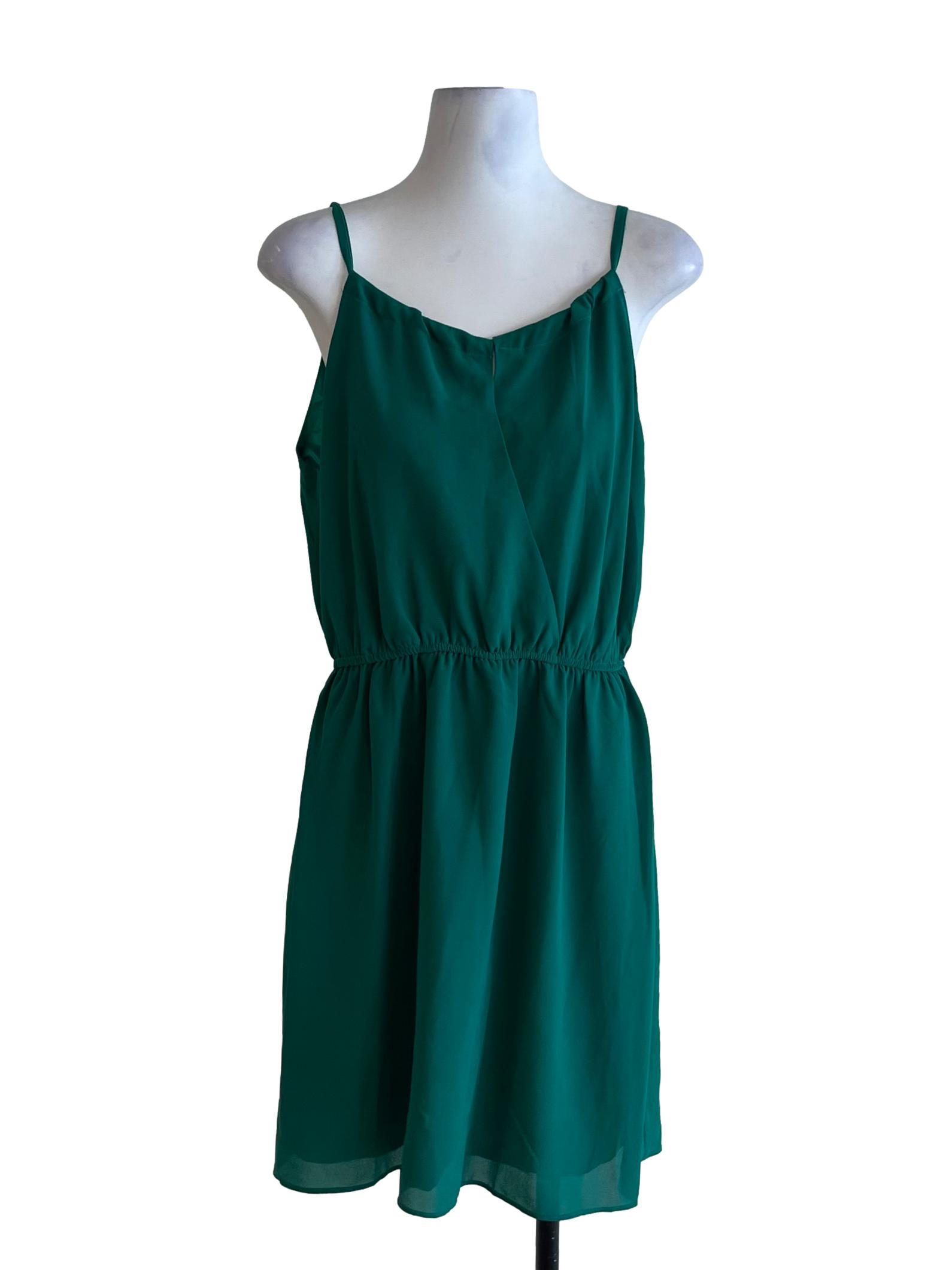 Fern Green Jewel Neckline A-Line Dress