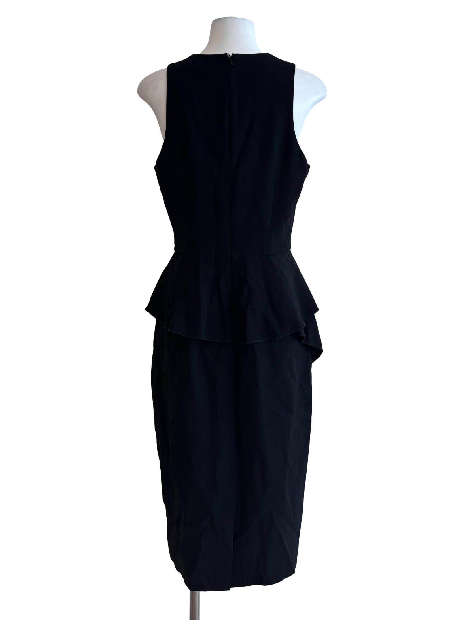 Jet Black Sleeveless Peplum Dress