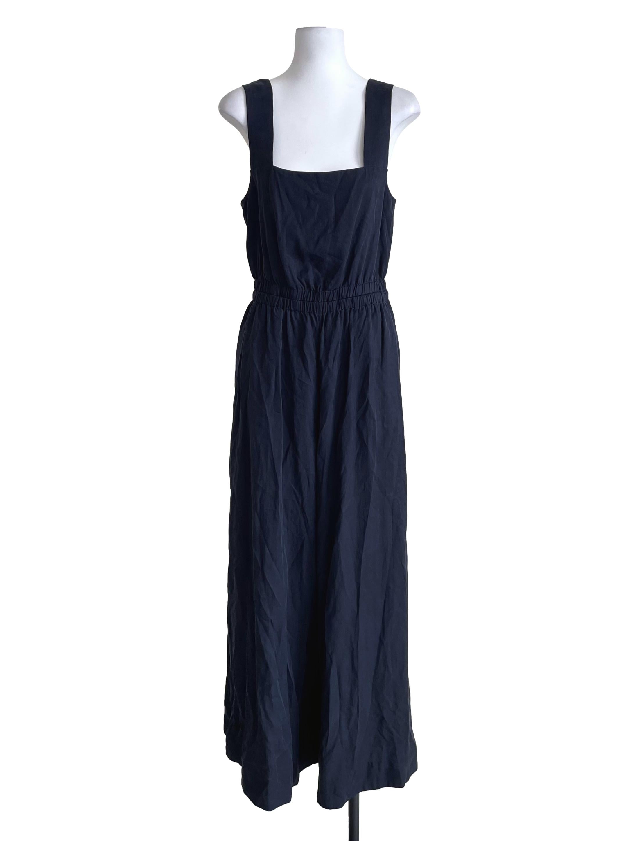 Dark Navy Wide Leg Square Neck Jumpsuit
