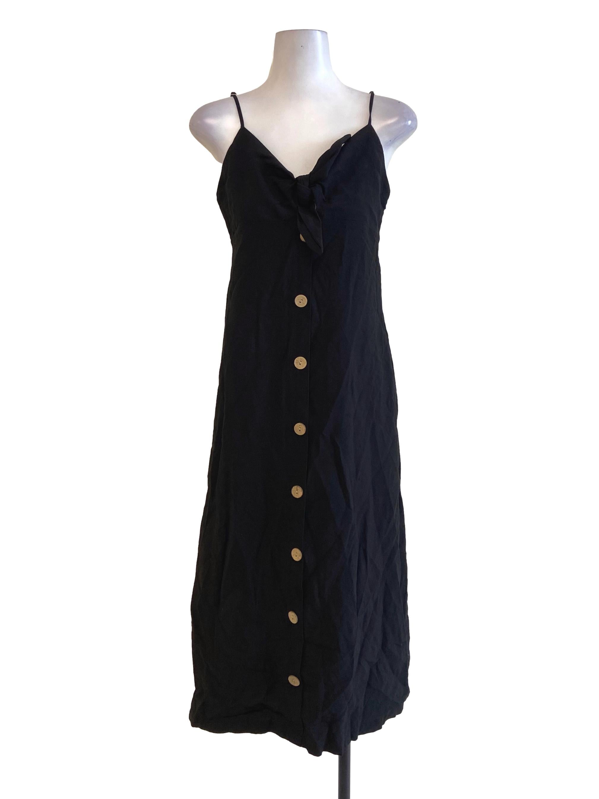Black Spaghetti Strap Slip Dress TEM