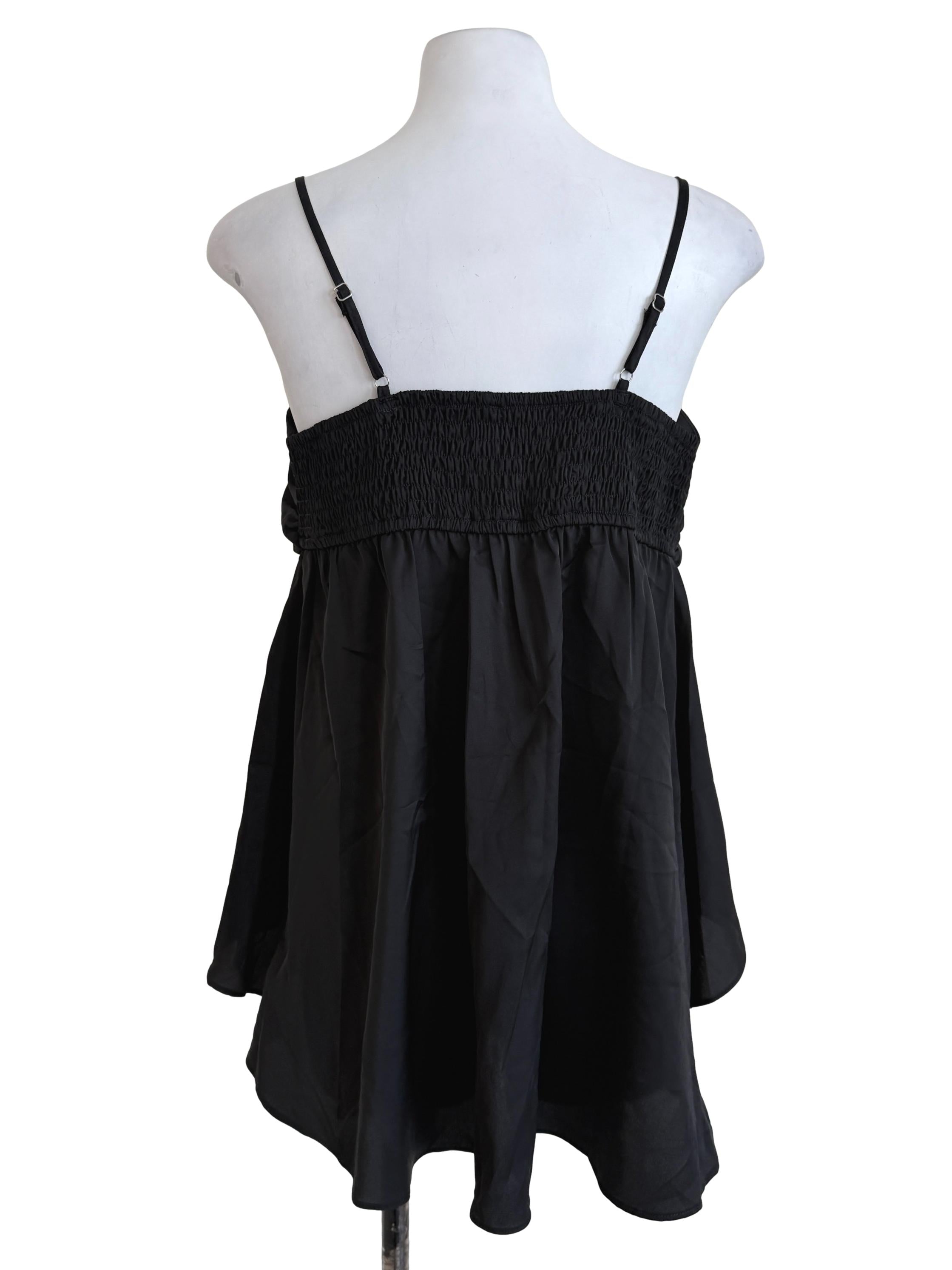 Black Spaghetti Strap Babydoll Top