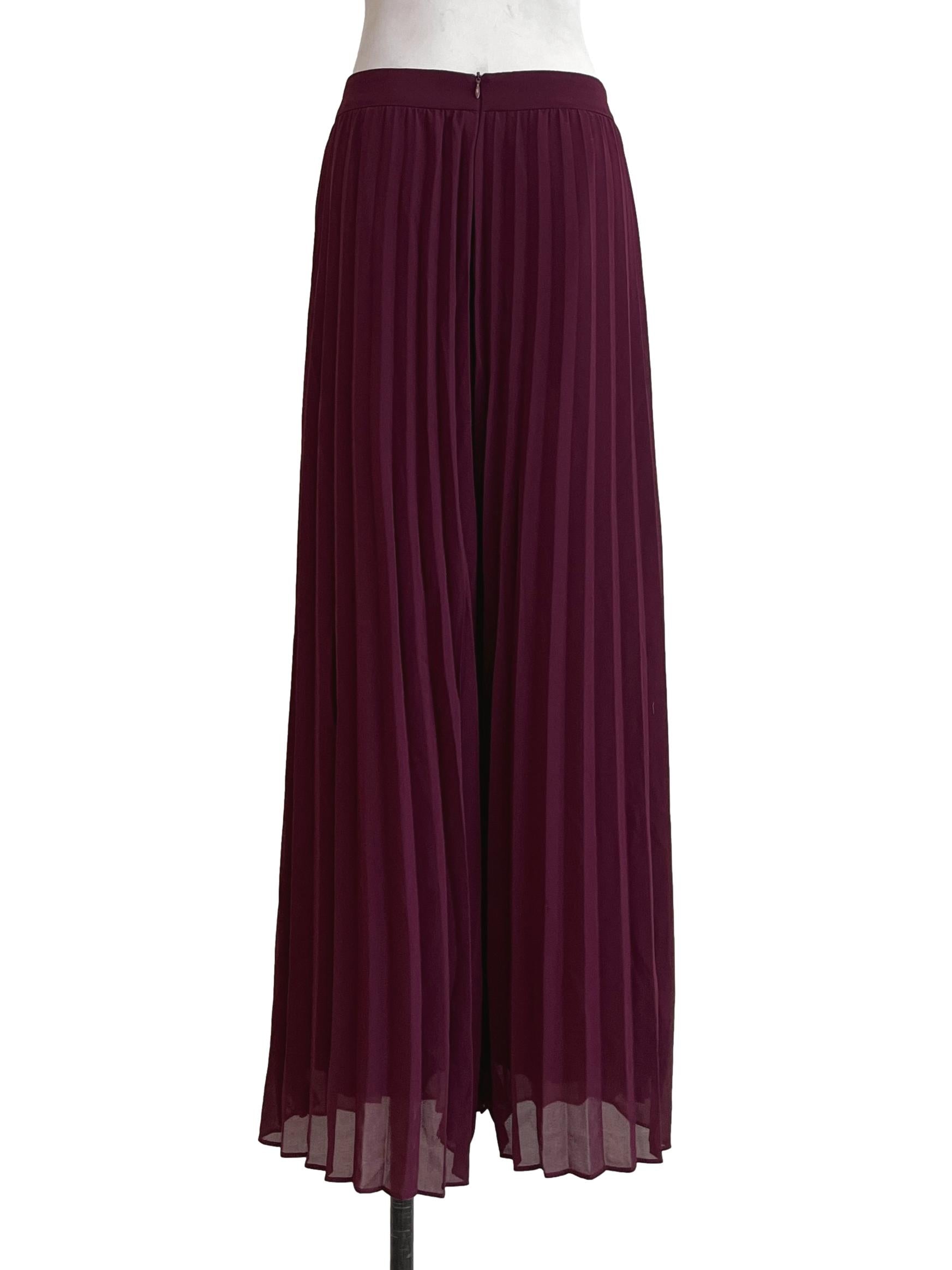 Blood Red Pleated Wide Leg Pants