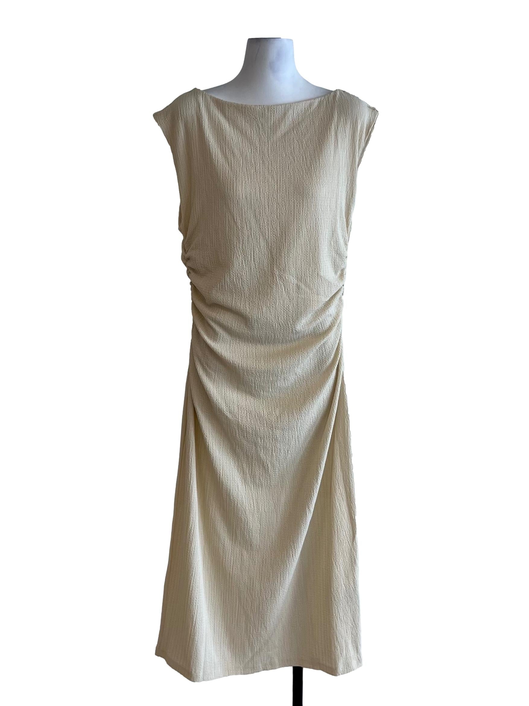 Cream Beige Sabrina Neckline Sheath Dress