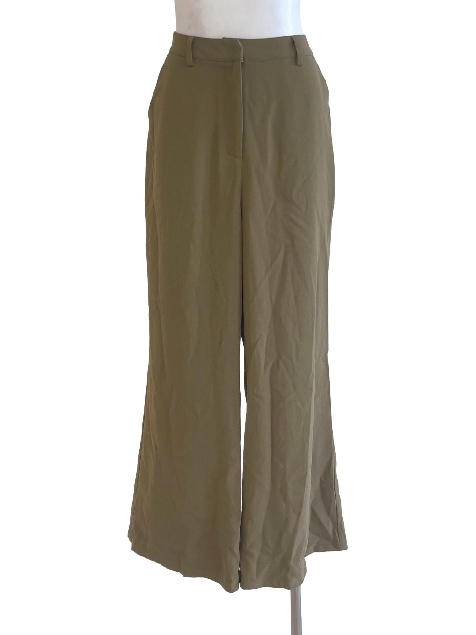 Olive Wide Leg Formal Pants