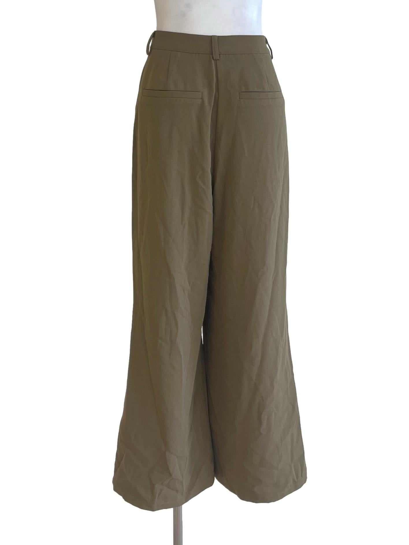 Olive Wide Leg Formal Pants