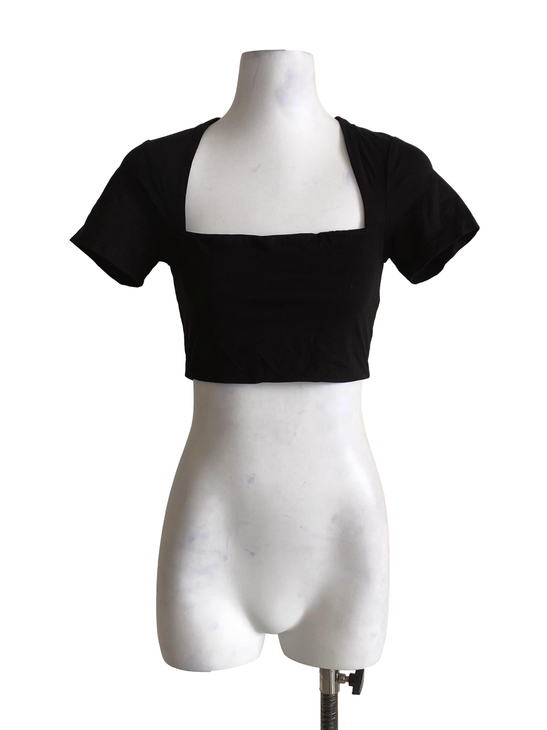 Raven Black Square Crop Top