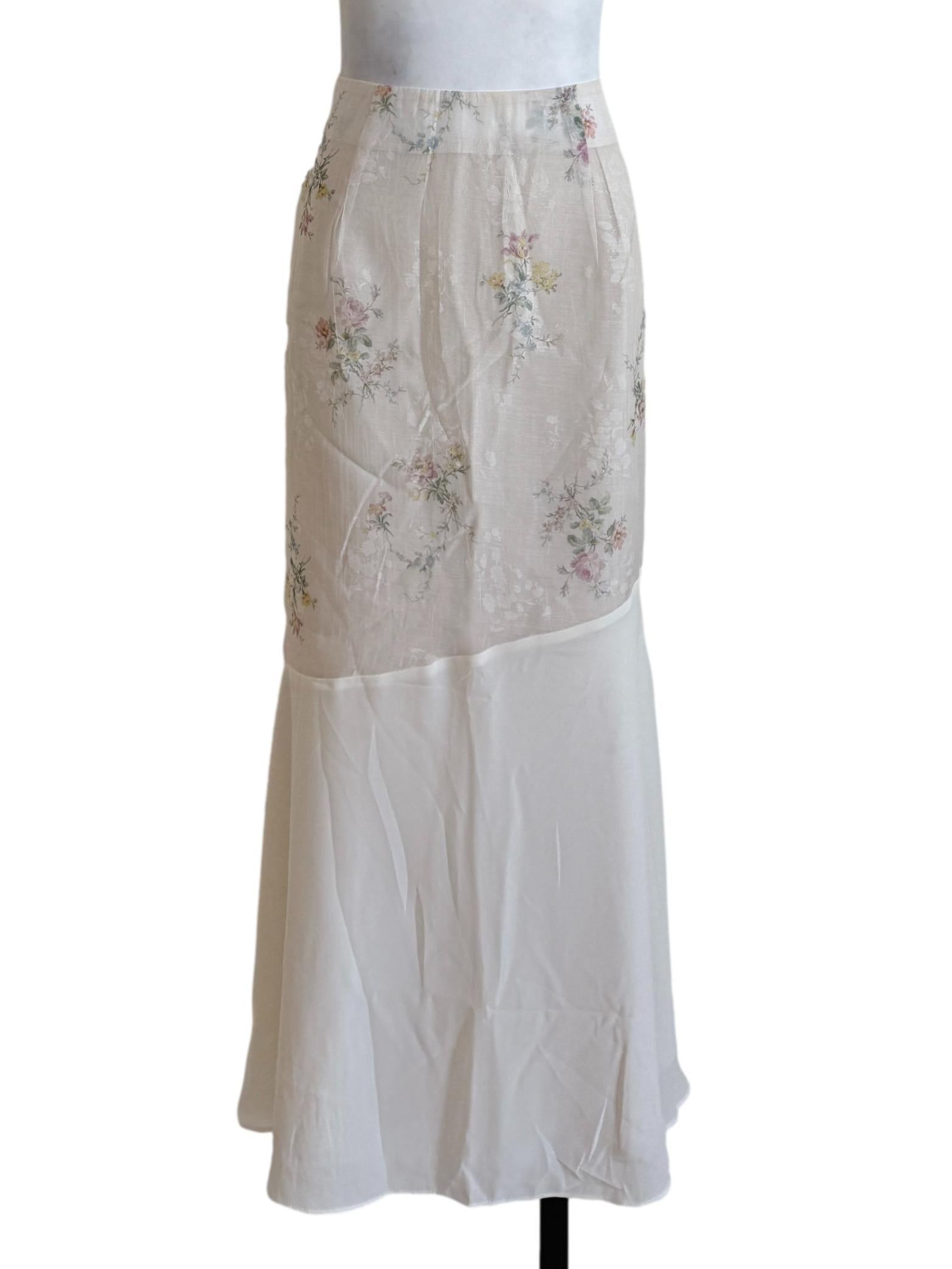 Pearl White Floral Printed Skirt