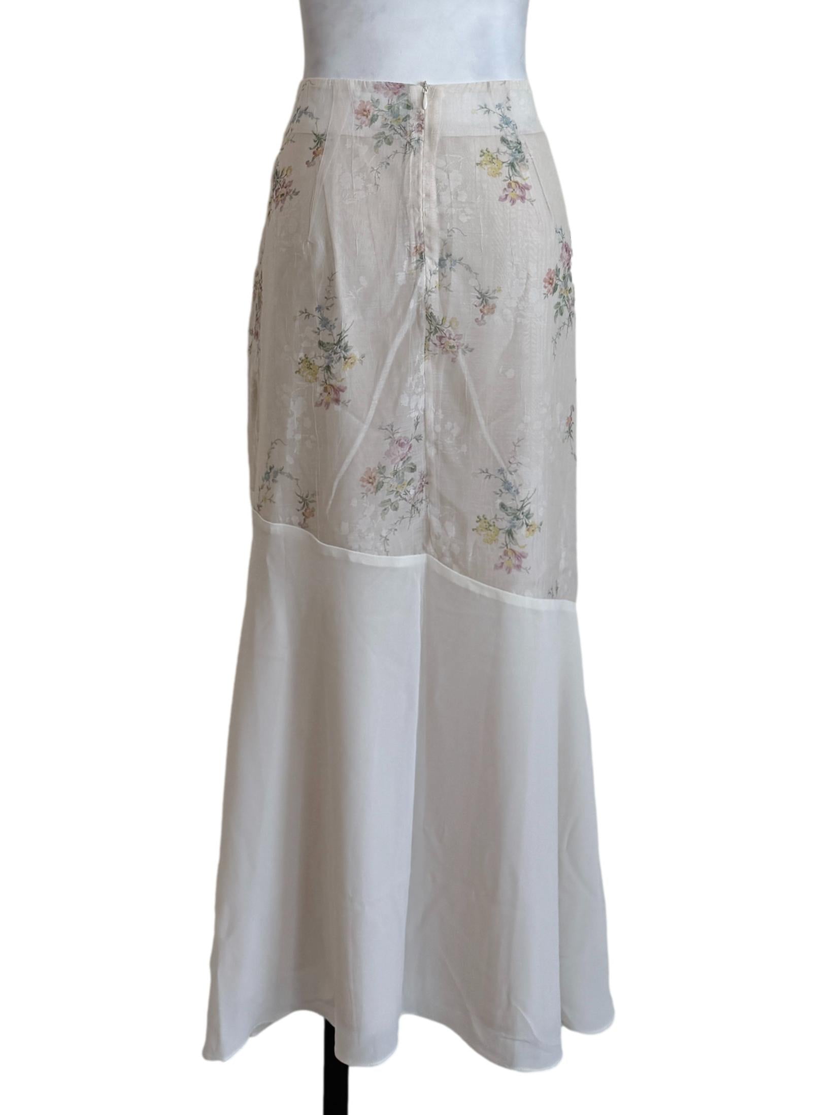 Pearl White Floral Printed Skirt