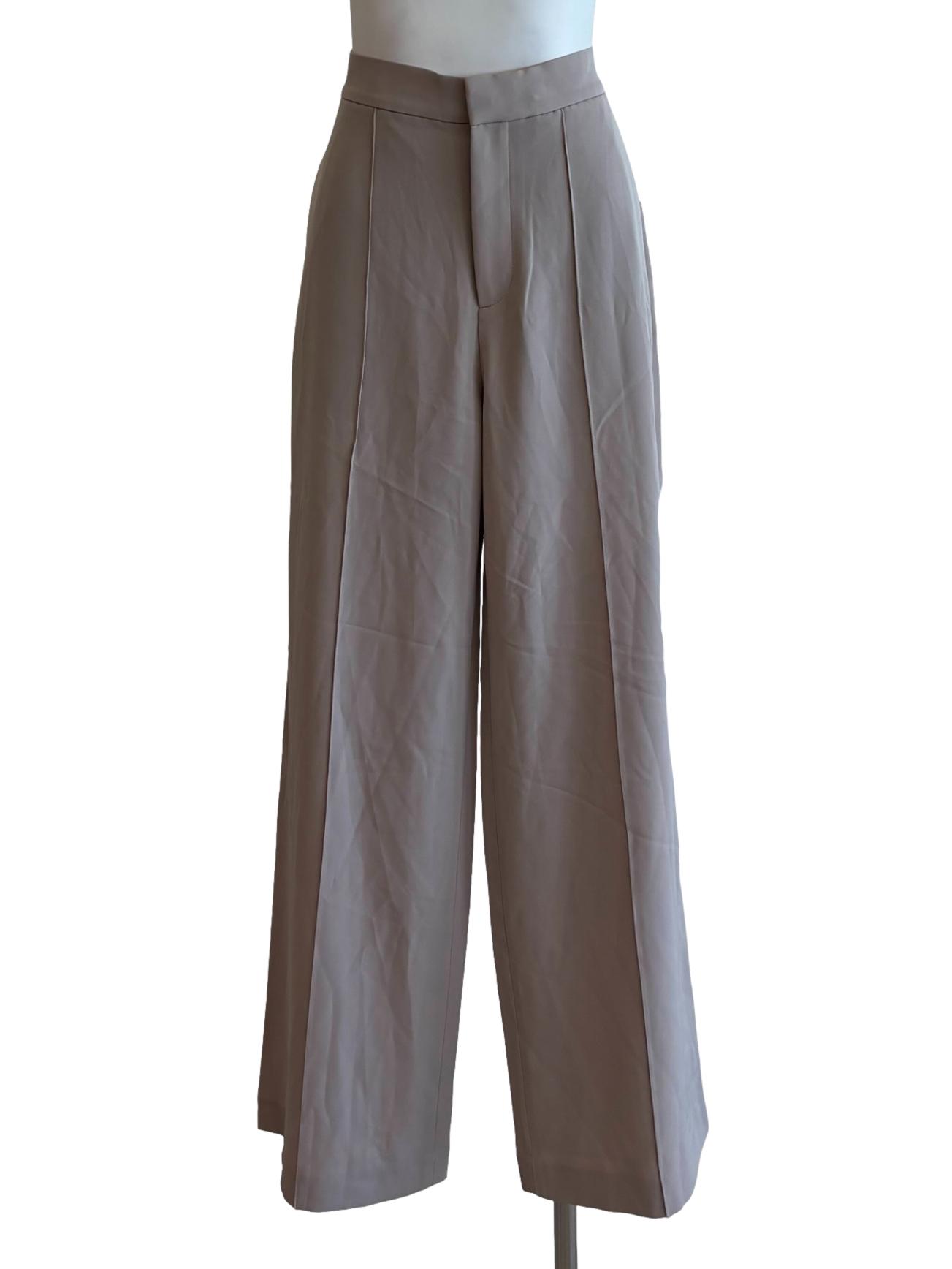 Beige Lined Straight Slacks