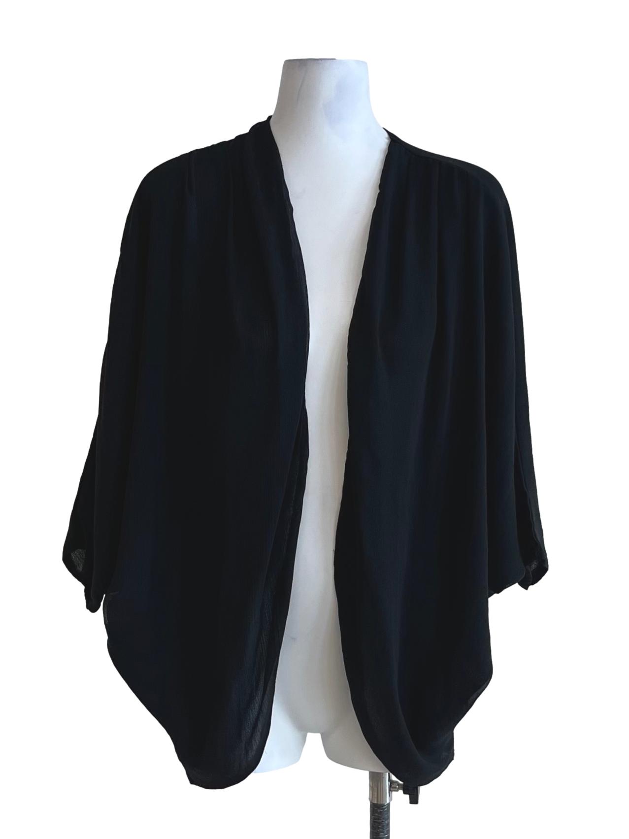 Black Plain Open Front Jacket