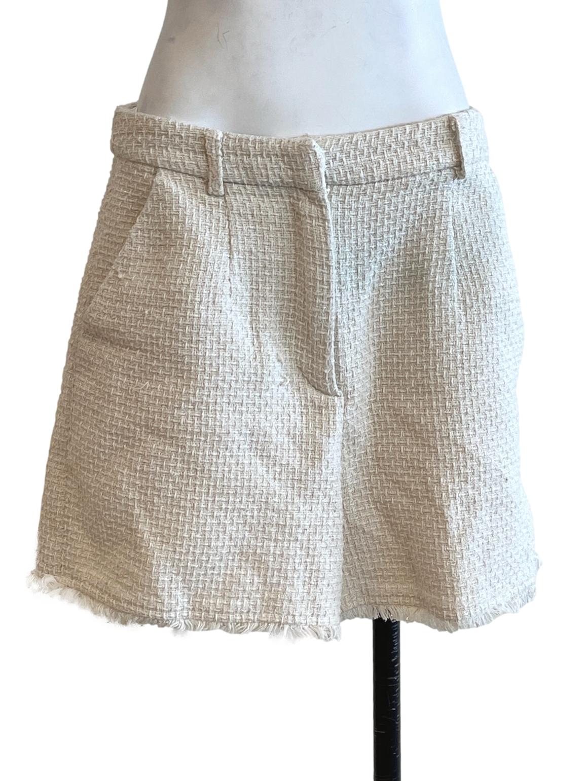 Ivory White Tweed Boyfriend Shorts LB