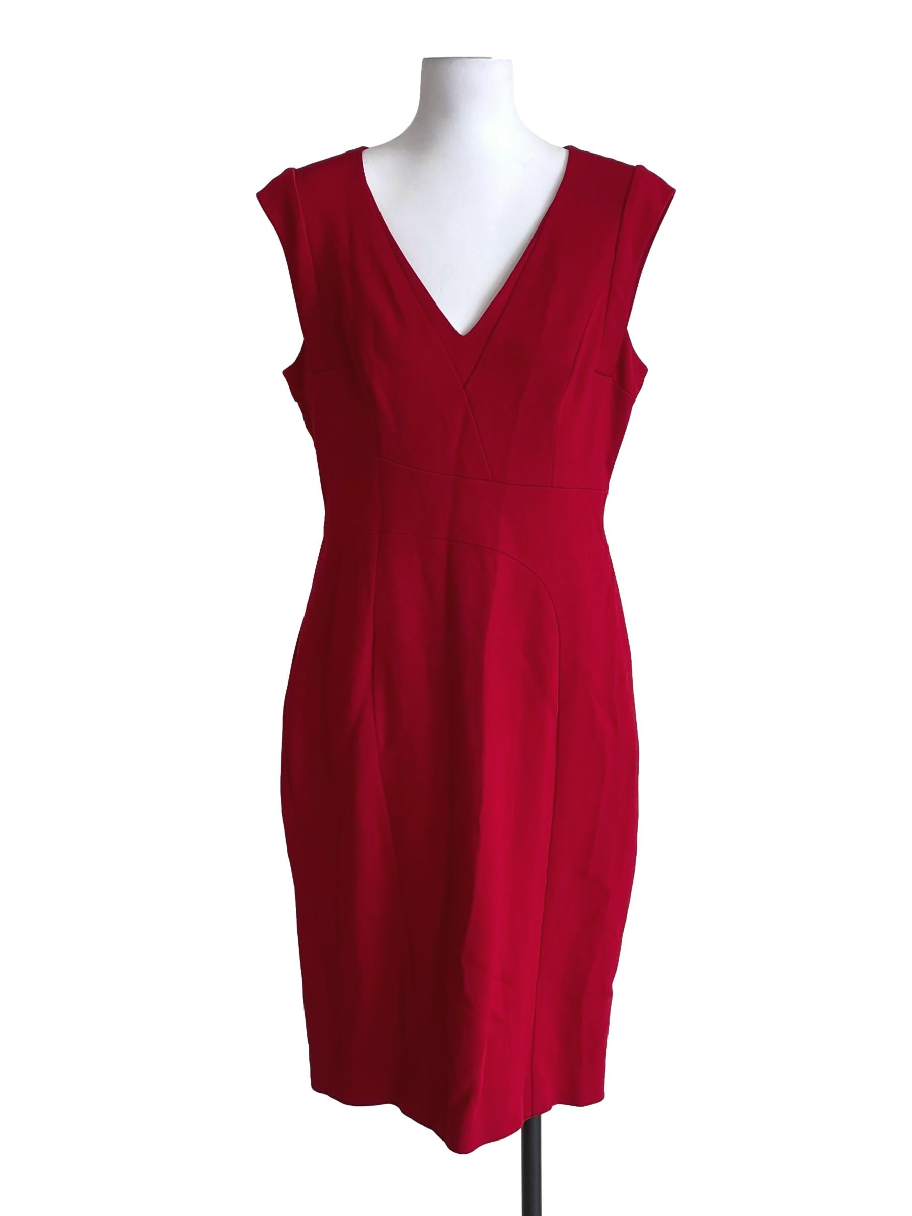 Rose Red V Neck Slip Dress