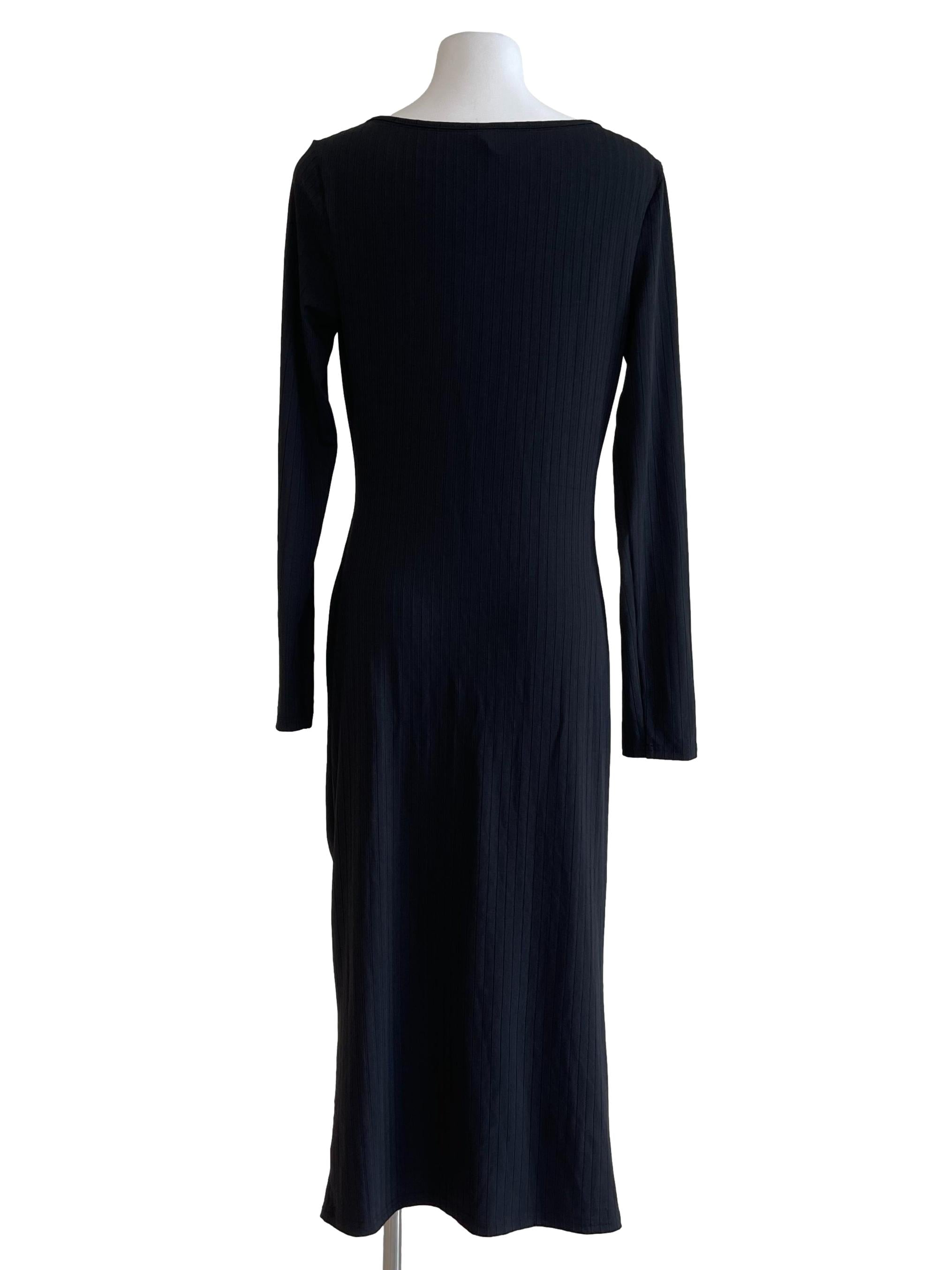 Black Tri-Button Dress
