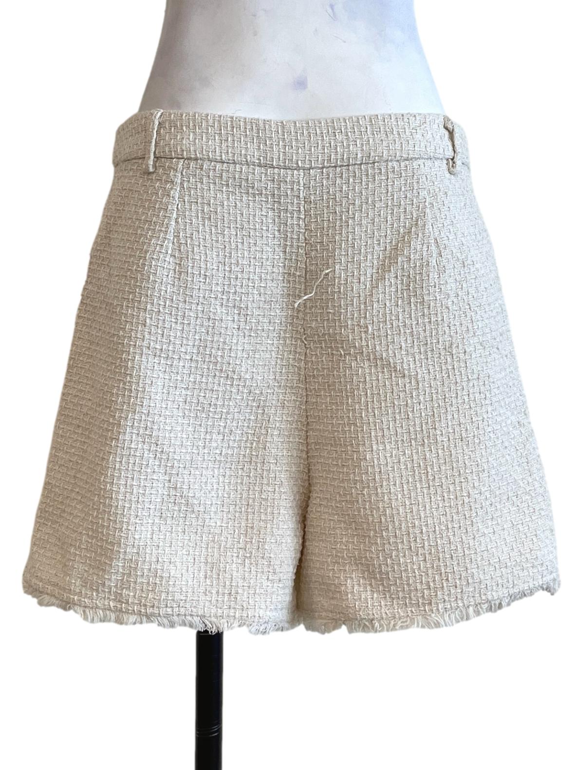 Ivory White Tweed Boyfriend Shorts LB