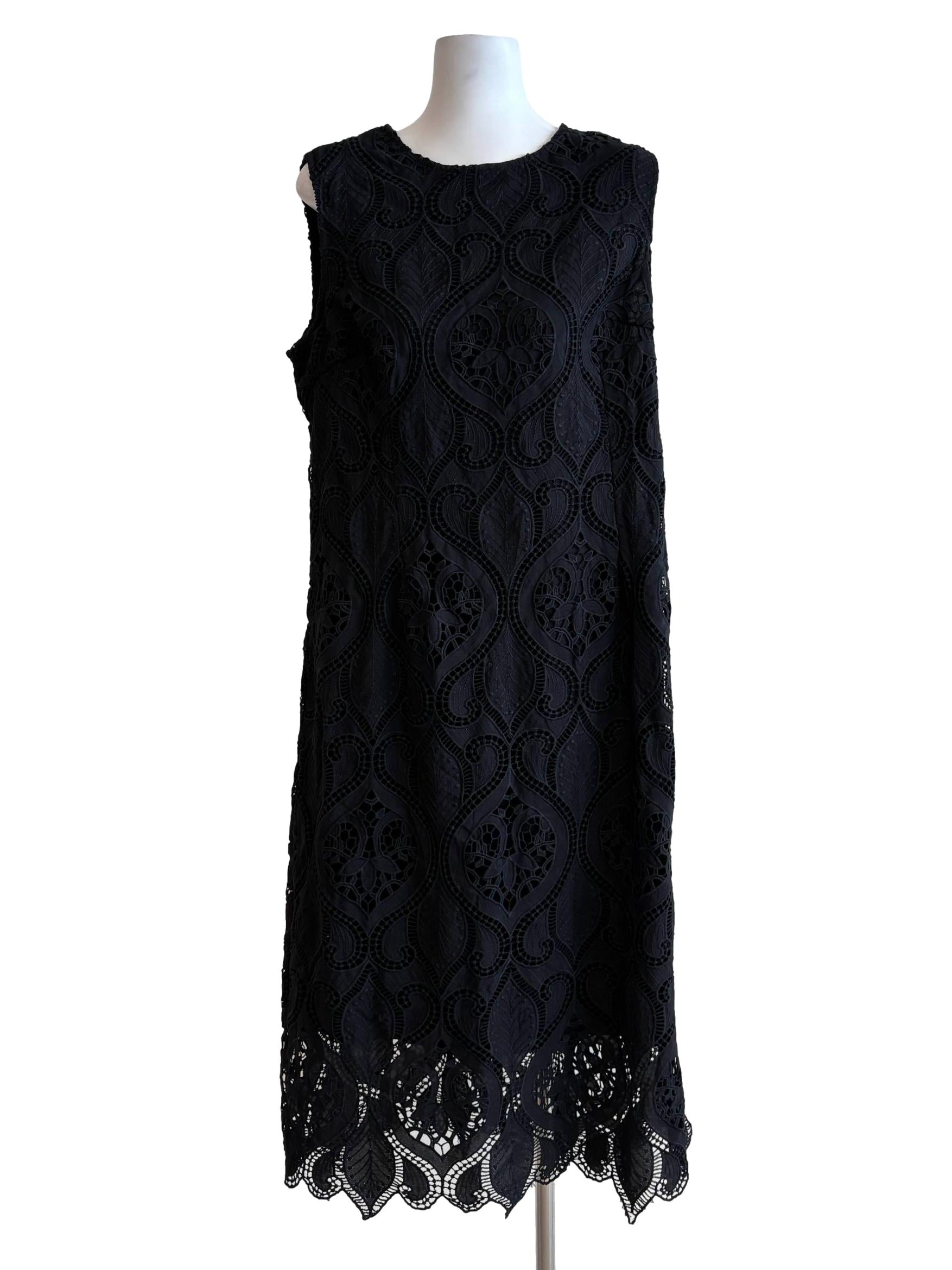 Black Sleeveless Embroidered Dress