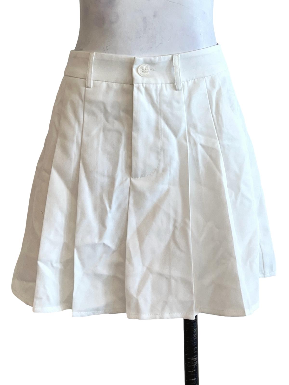 Pearl White Pleated A-Line Skirt
