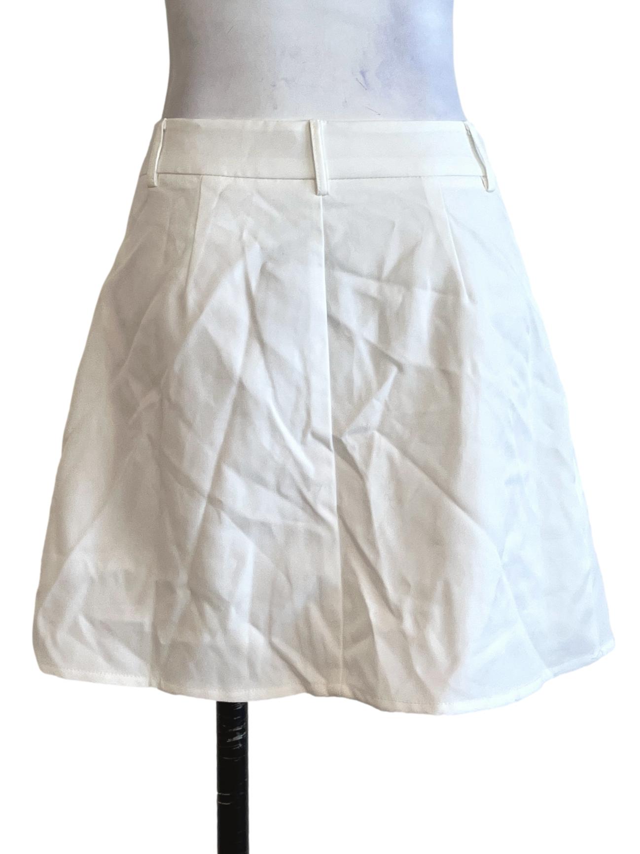 Pearl White Pleated A-Line Skirt