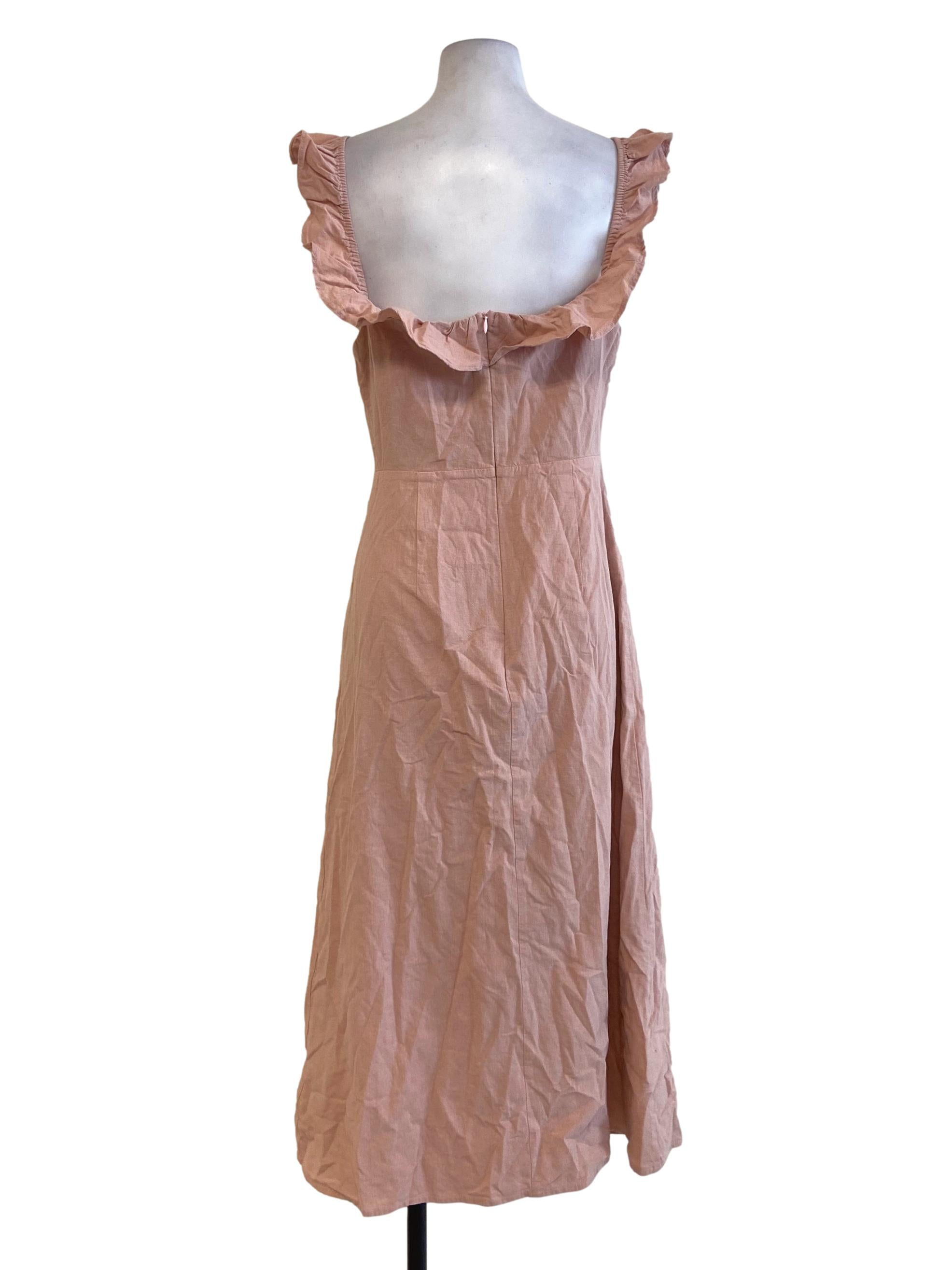 Salmon Pink Sleeveless A-Line Dress TTR