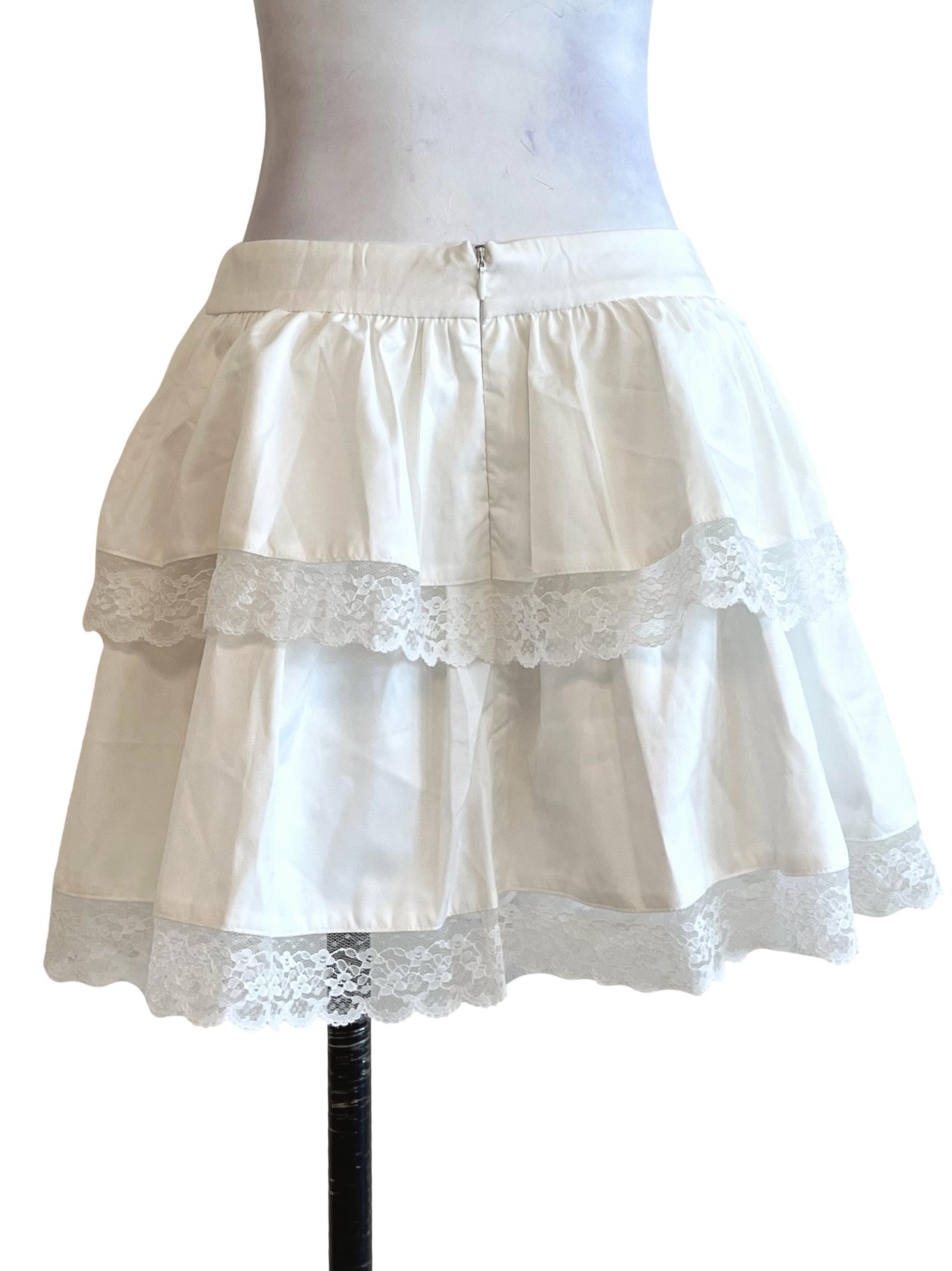 Pearl White Pleated Tiered Skirt