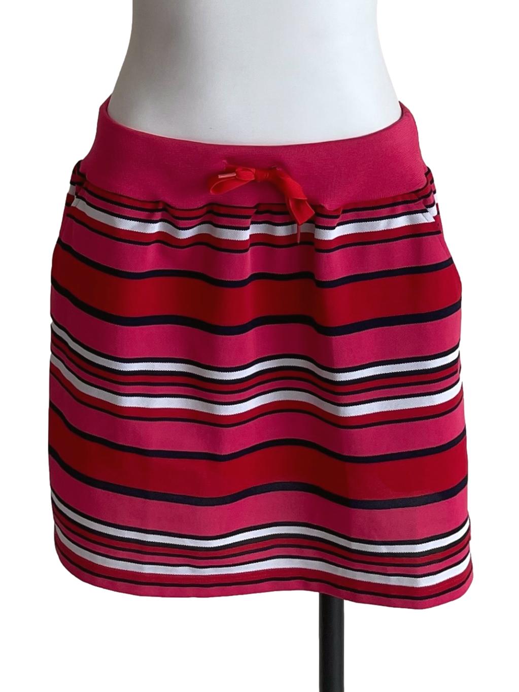Red & Pink Stripes Mini Sweat Skirt