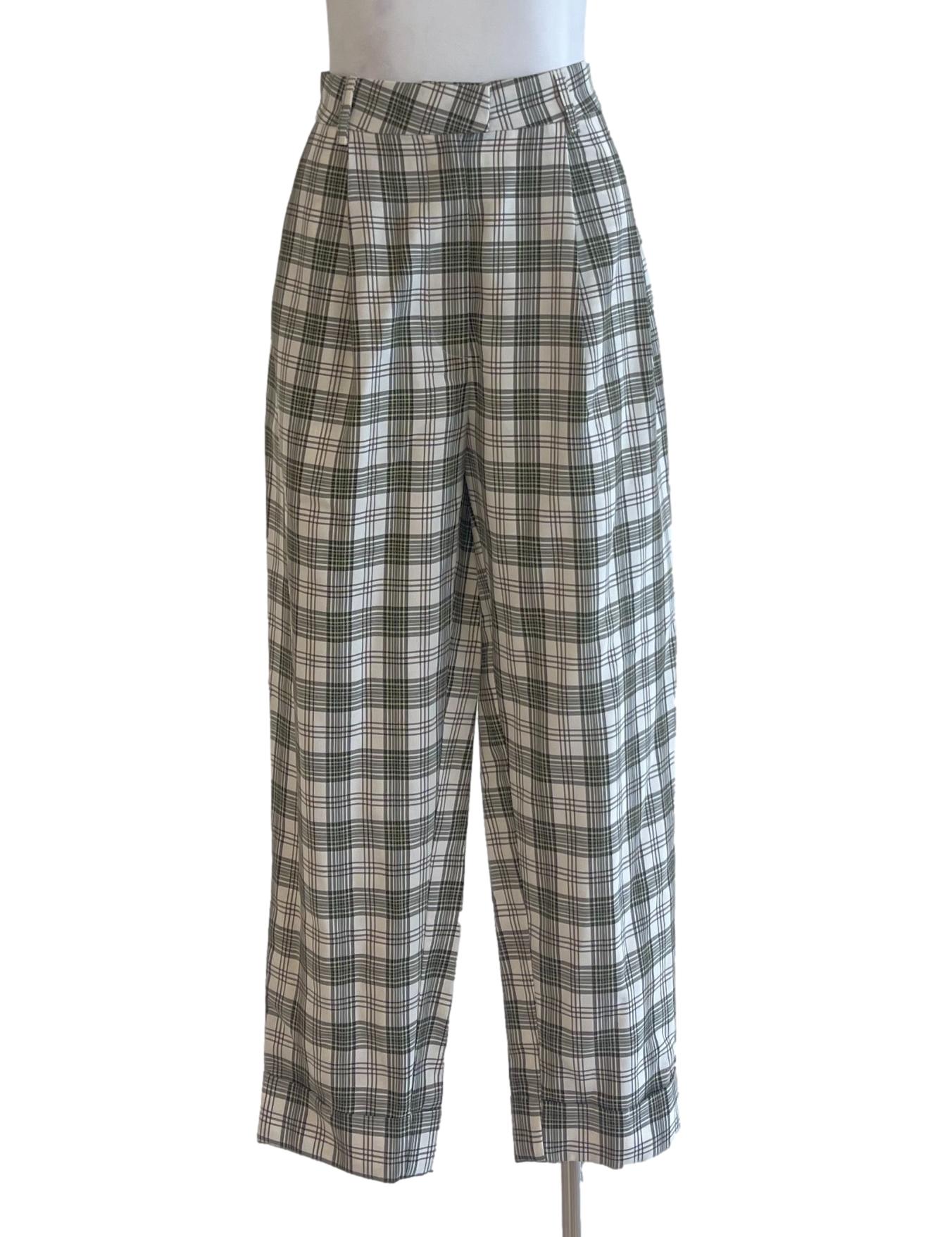 Green Madras Formal Pants