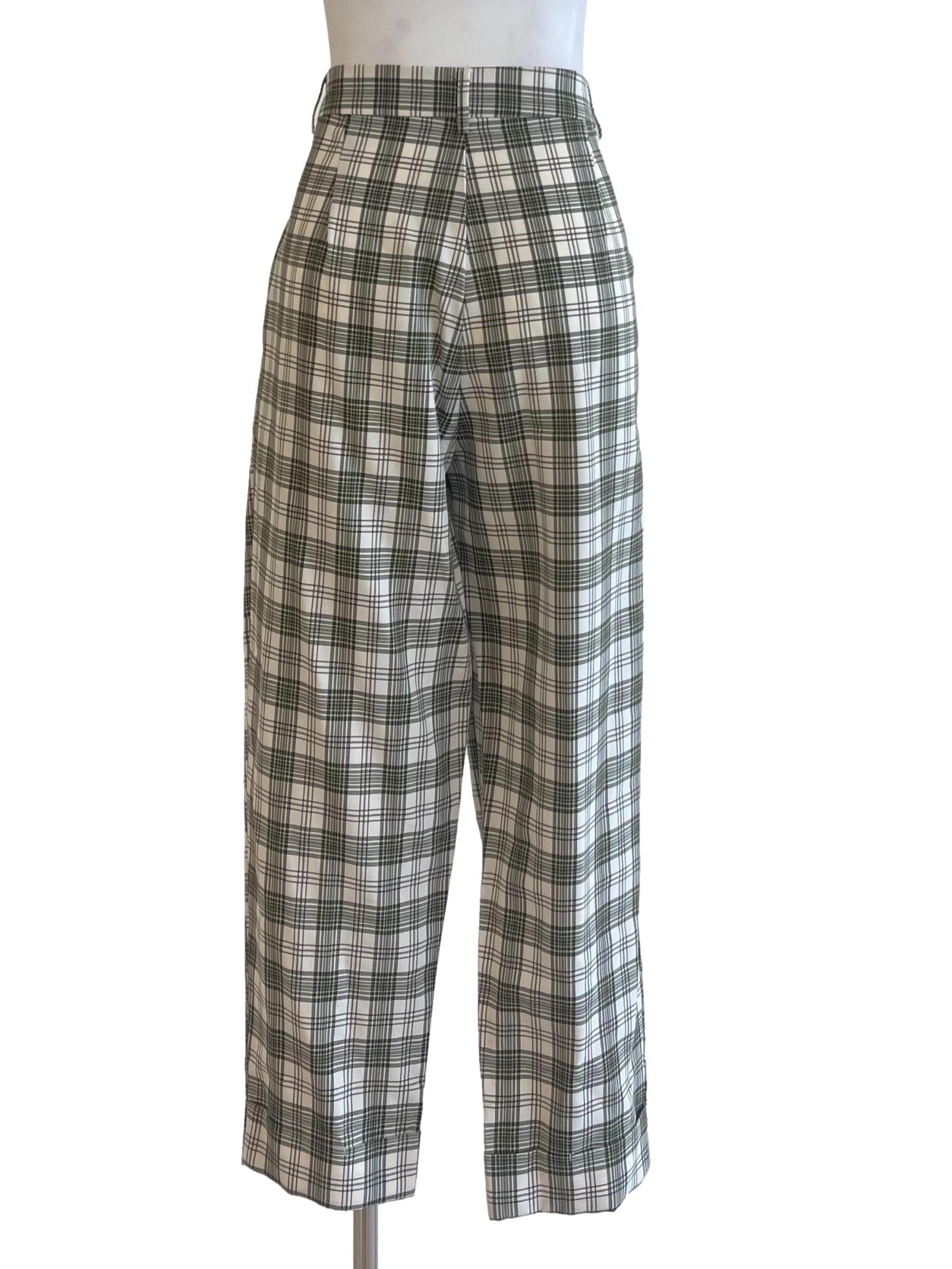 Green Madras Formal Pants