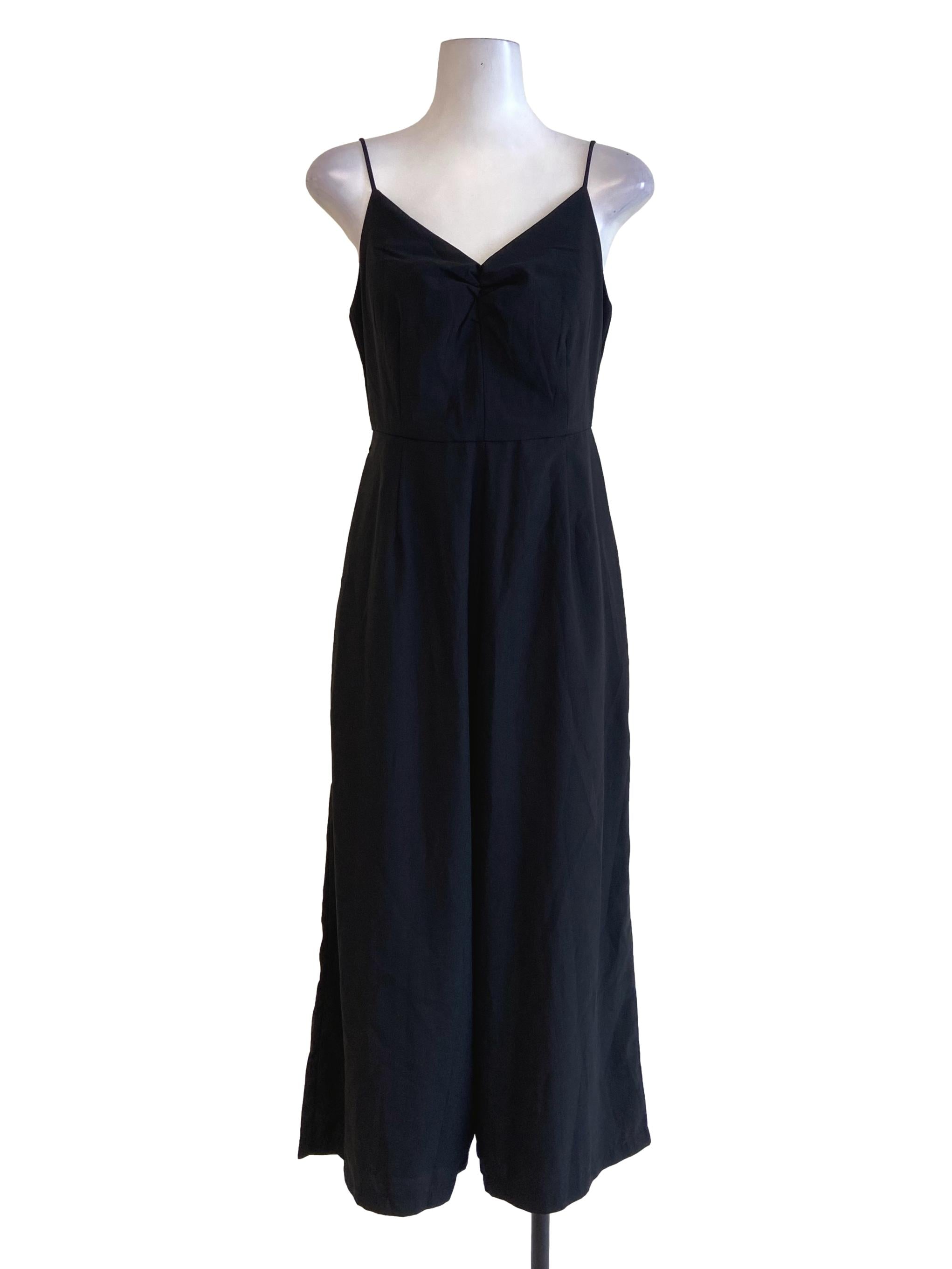 Black Spaghetti Strap Twill Jumpsuit