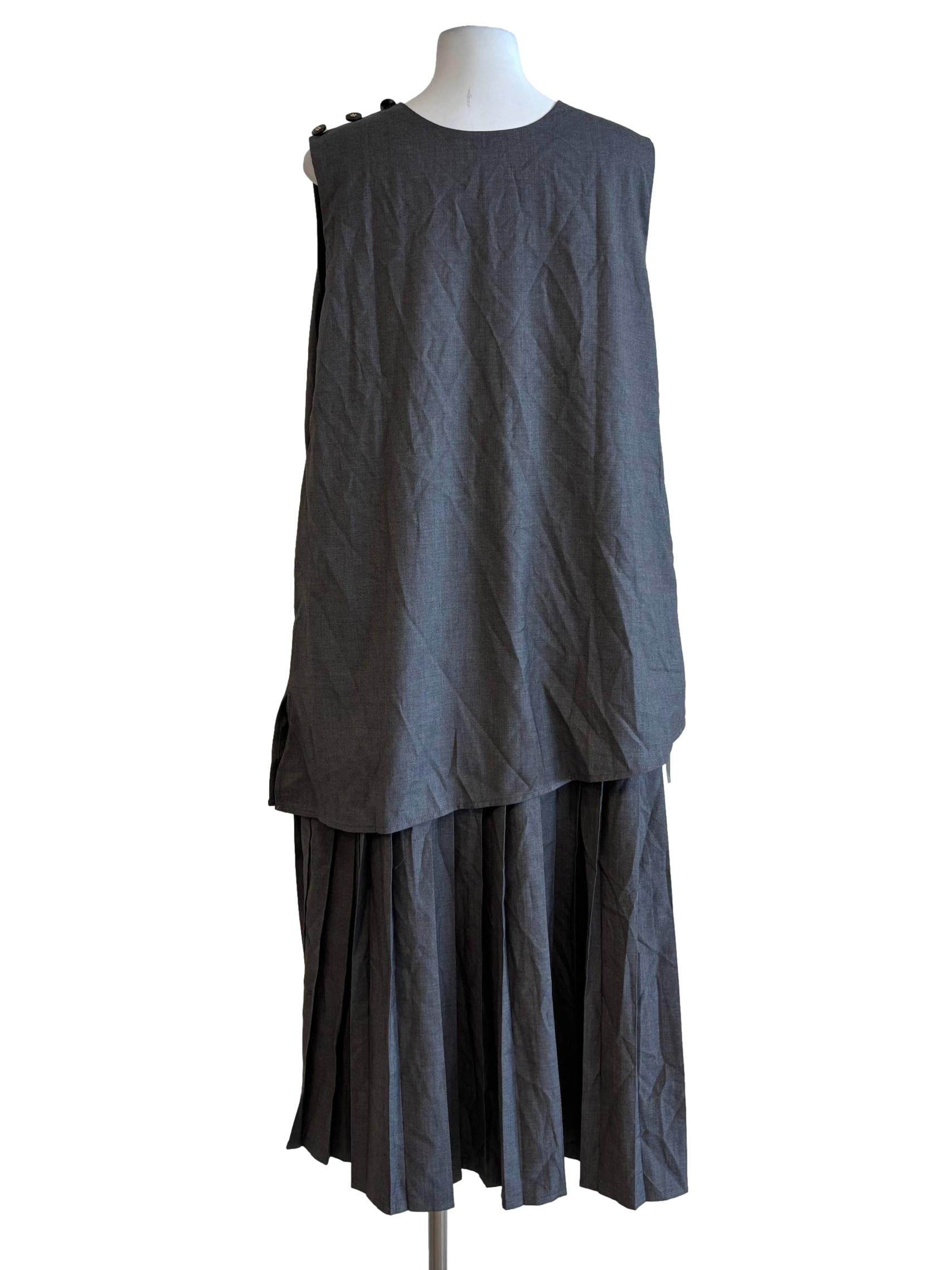 Echo Grey Sleeveless Pleat Dress
