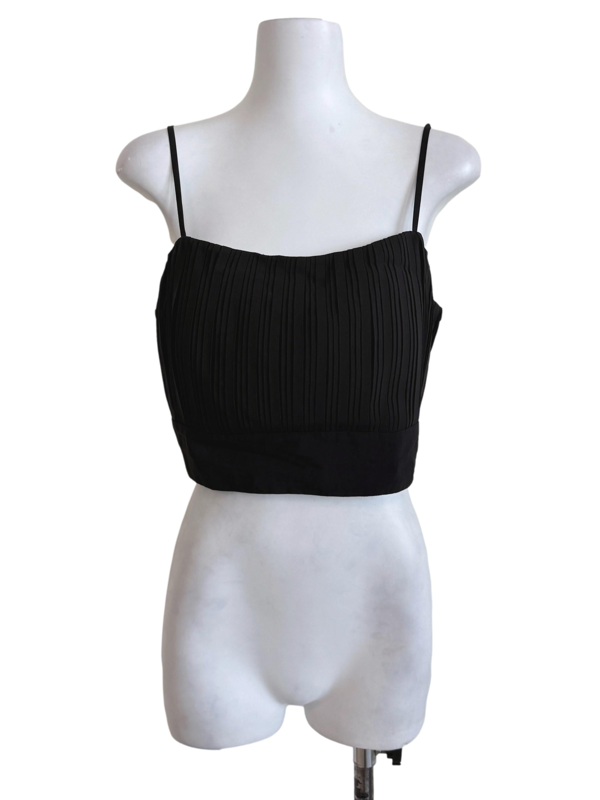 Black Spaghetti Strap Pleated Top