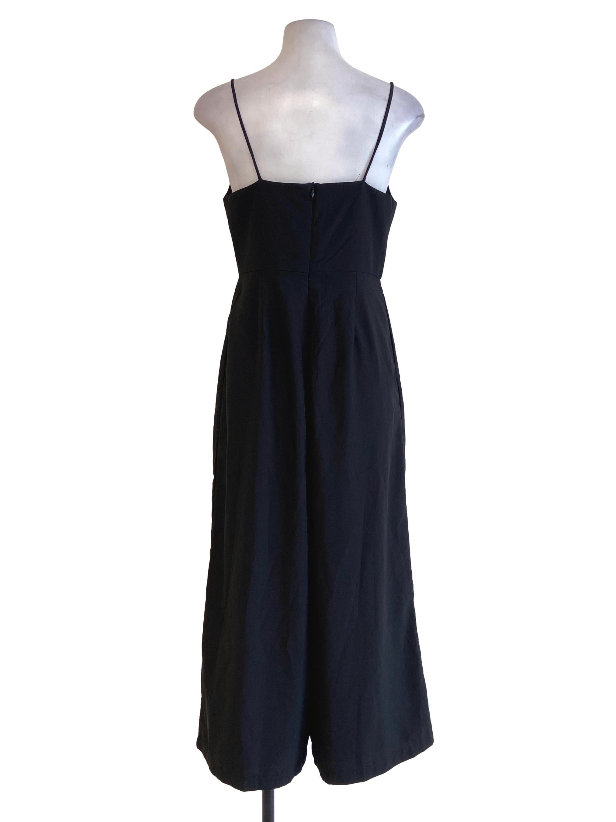 Black Spaghetti Strap Twill Jumpsuit