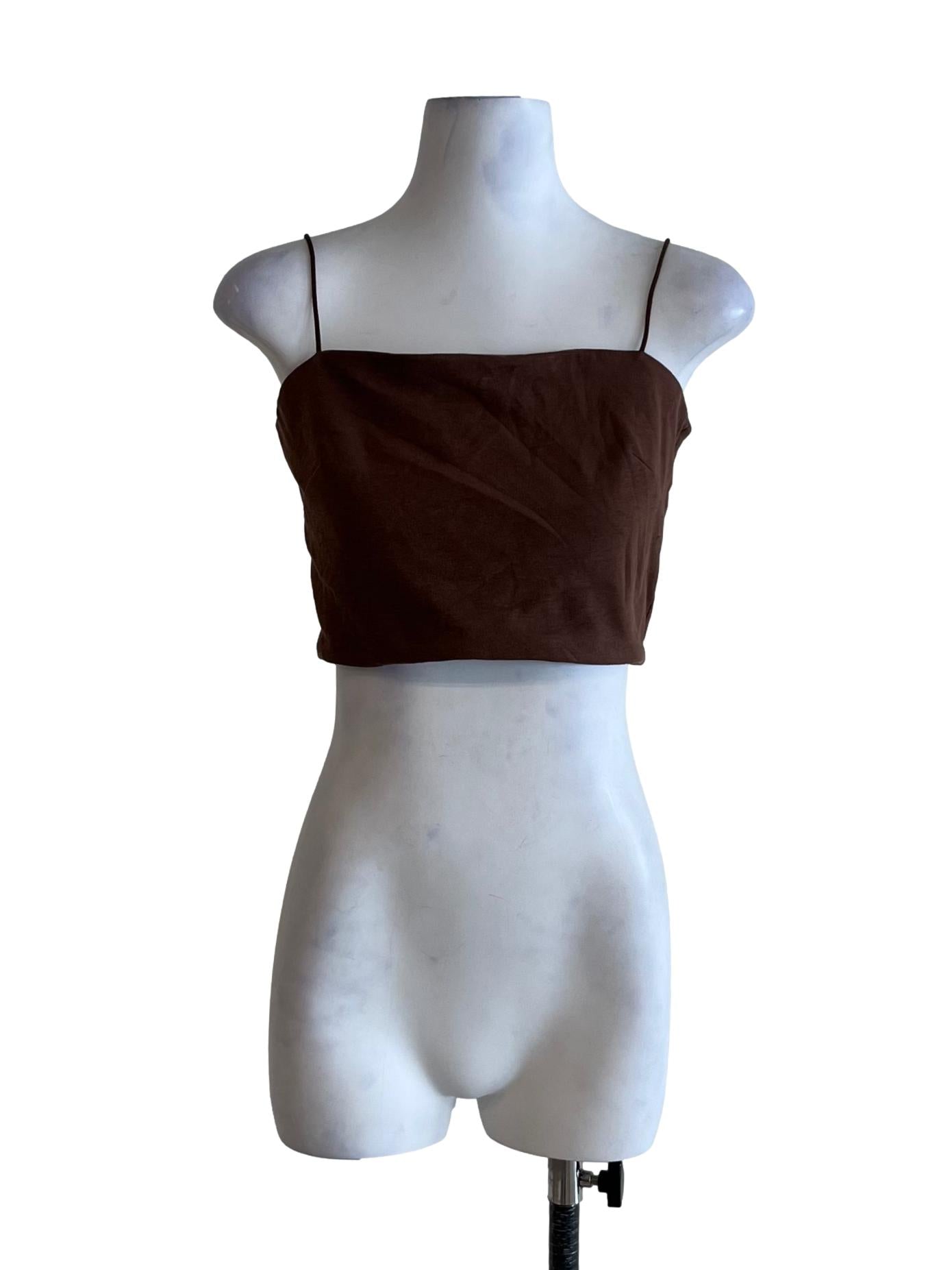 Brown Spaghetti Strap Sleeveless Top