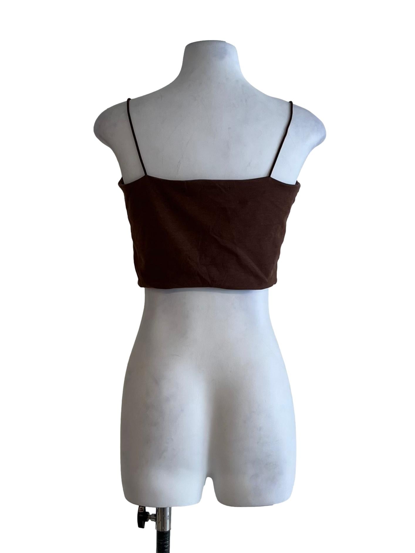 Brown Spaghetti Strap Sleeveless Top