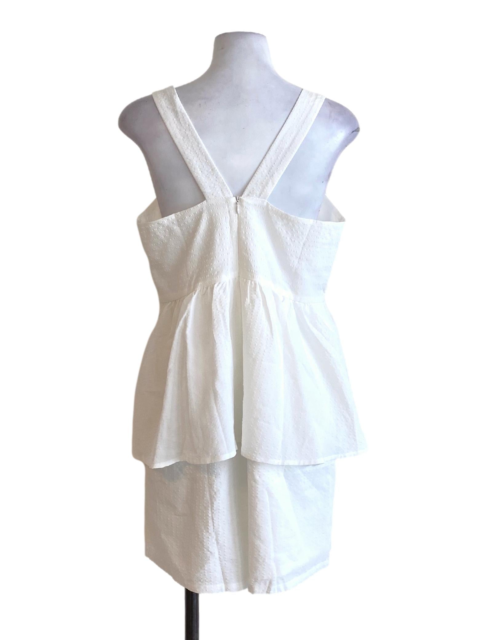 Daisy White Square Neck Peplum Midi Romper