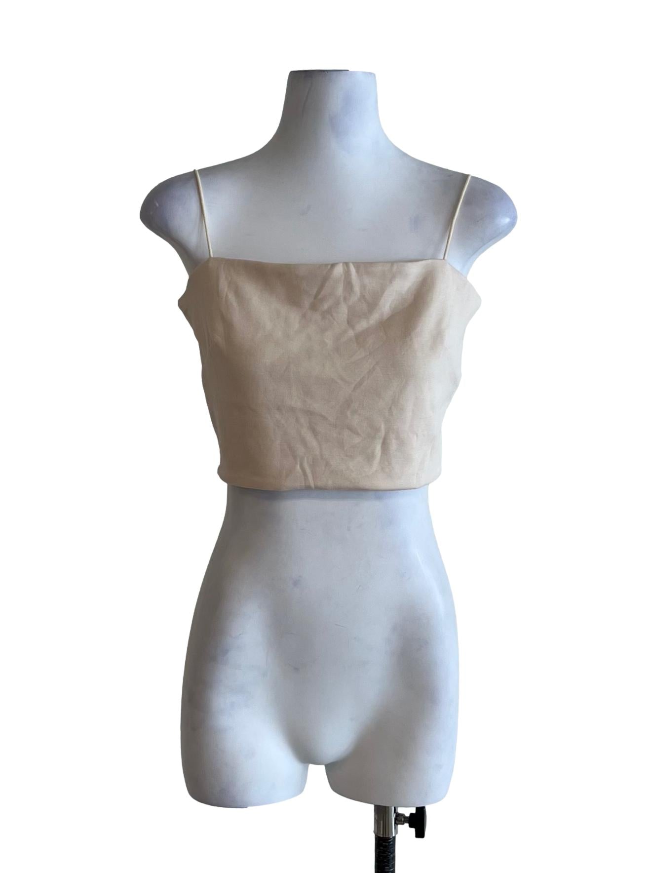Cream Beige Spaghetti Strap Sleeveless Top