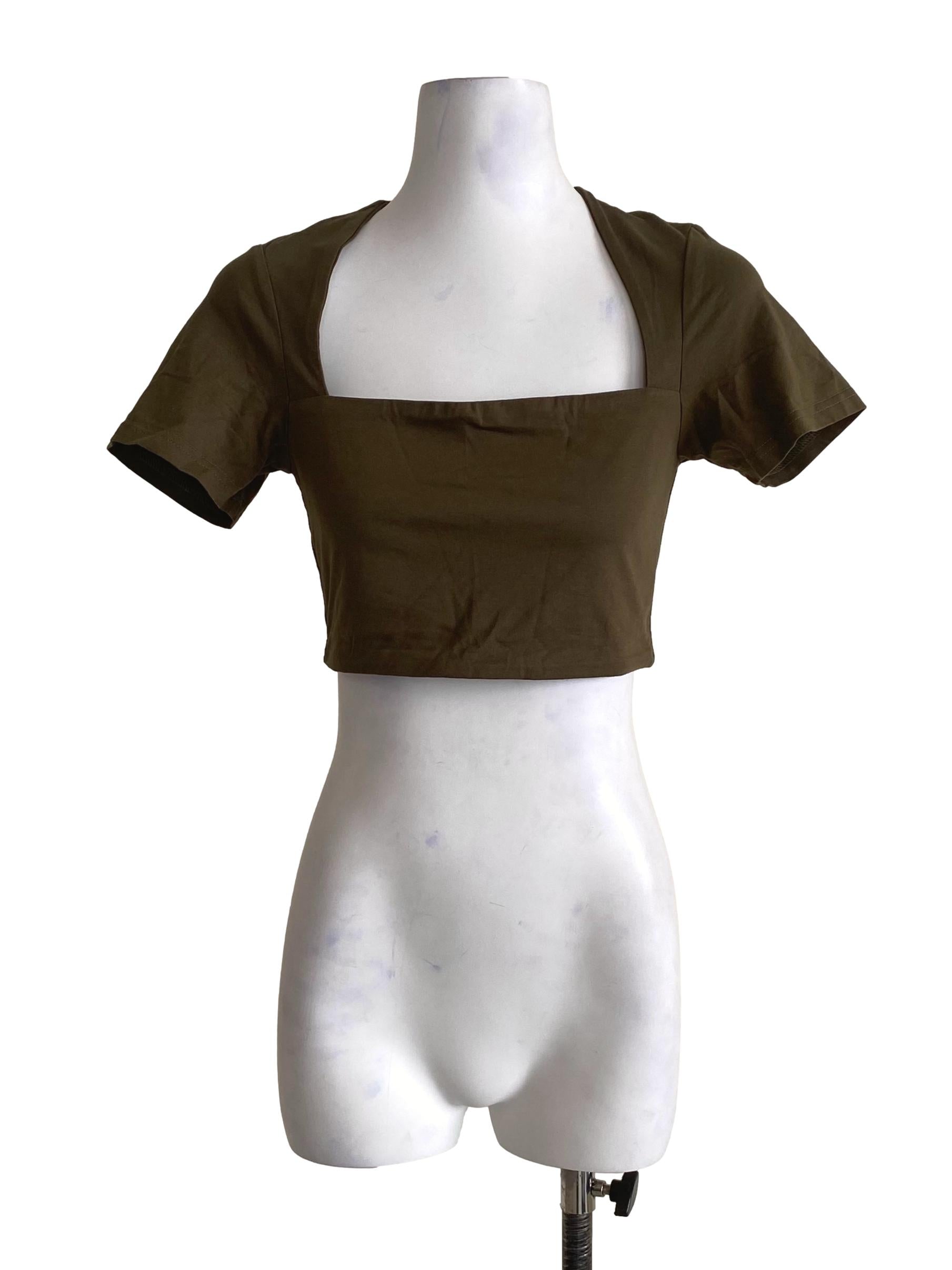 Moss Green Square Crop Top