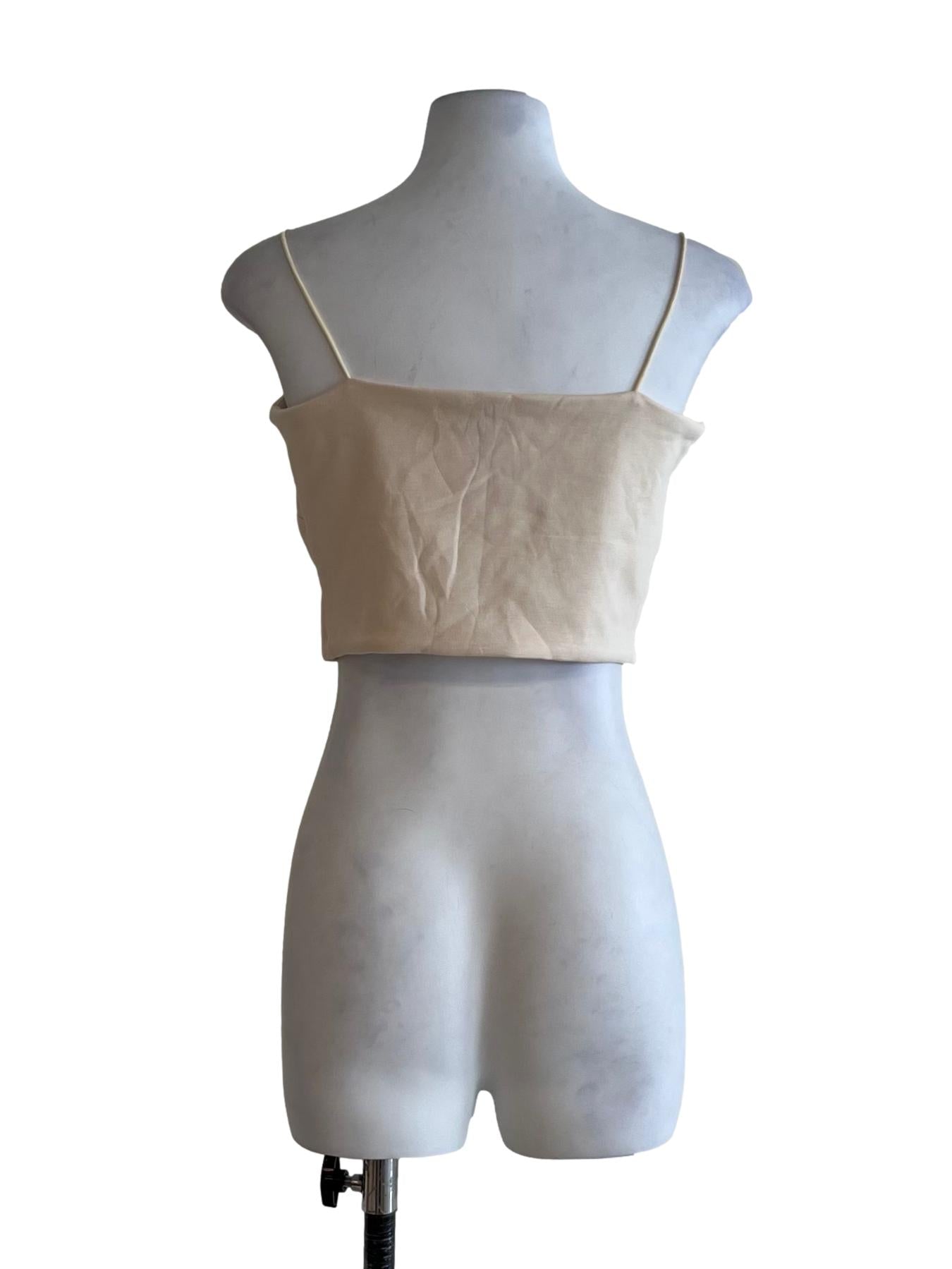 Cream Beige Spaghetti Strap Sleeveless Top