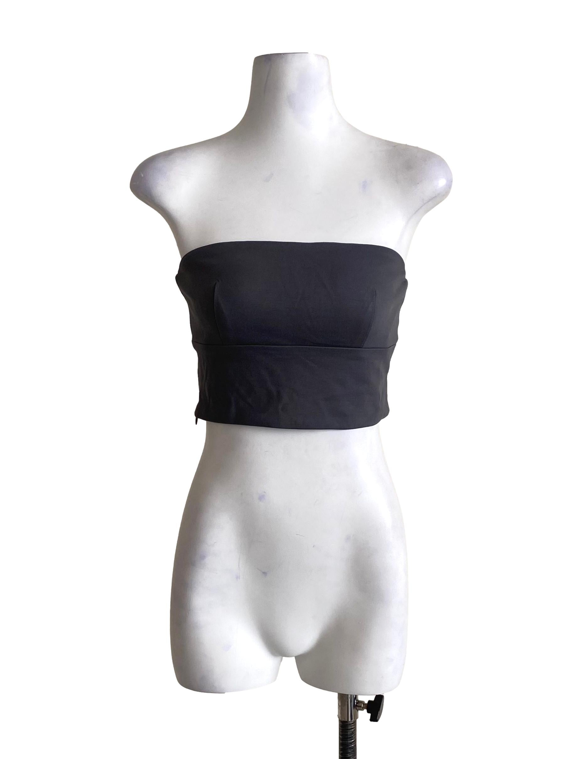 Dark Coin Grey Straight Across Crop Top TTR