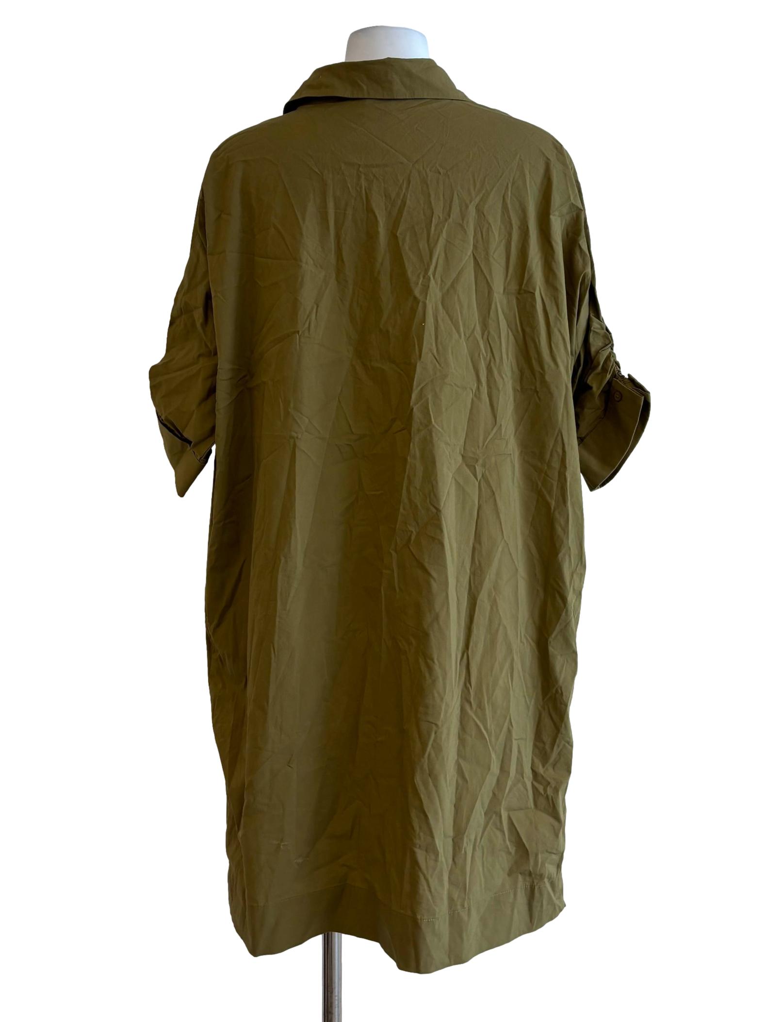 Olive Green Cotton Shirt Dress
