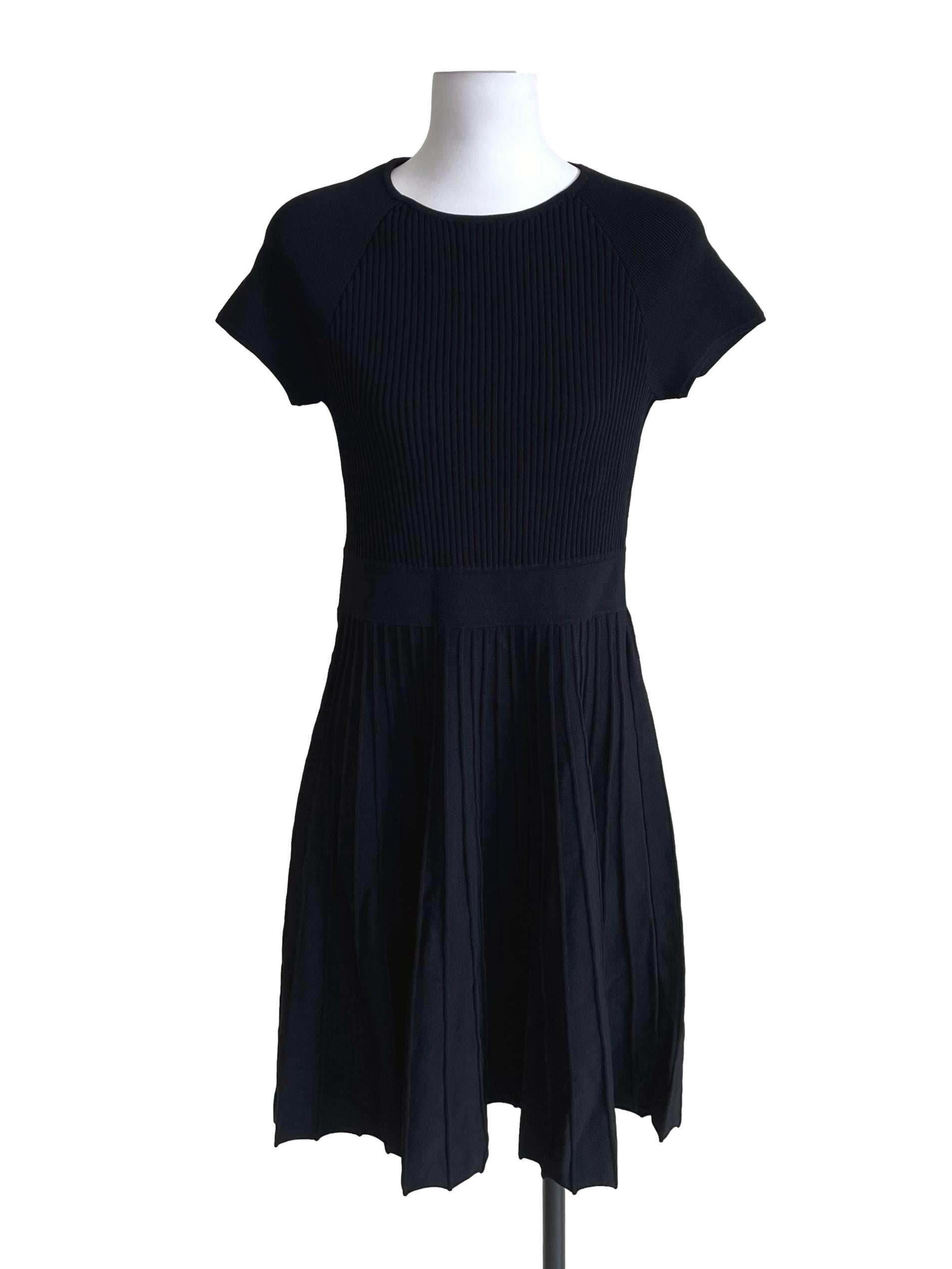 Black Ribbed Semi Circle Knit Dress