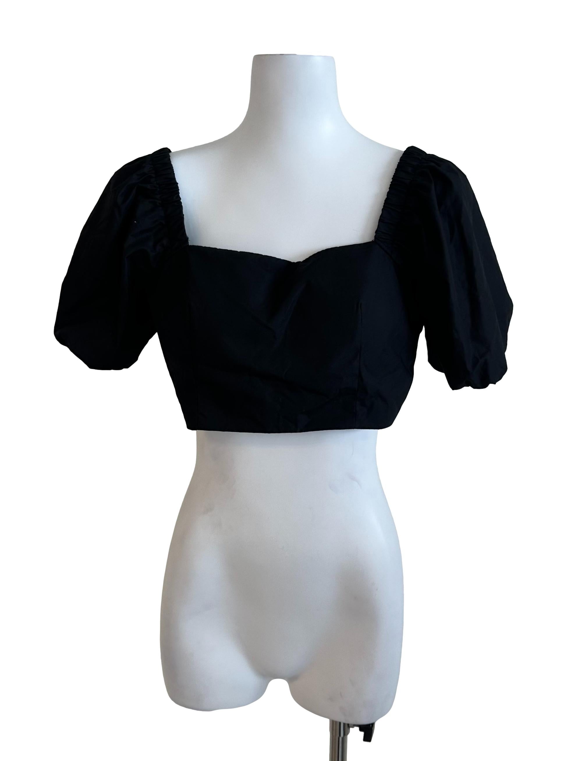 Black Plain Square Neck Top