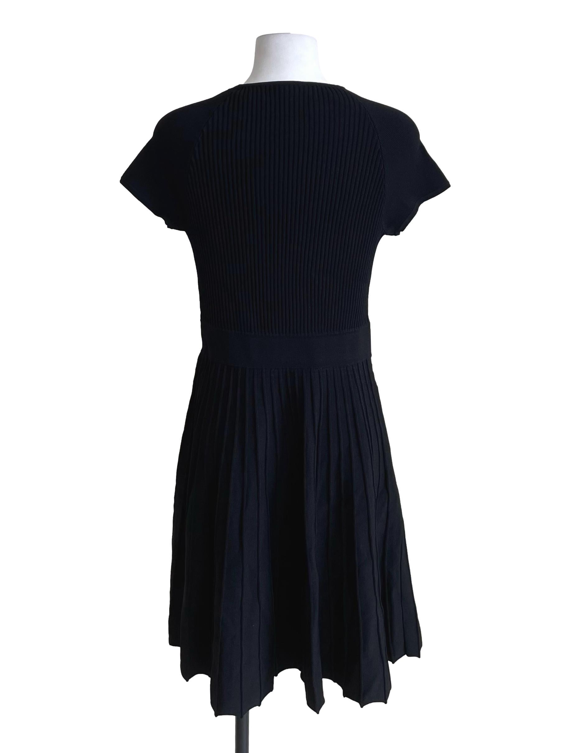 Black Ribbed Semi Circle Knit Dress