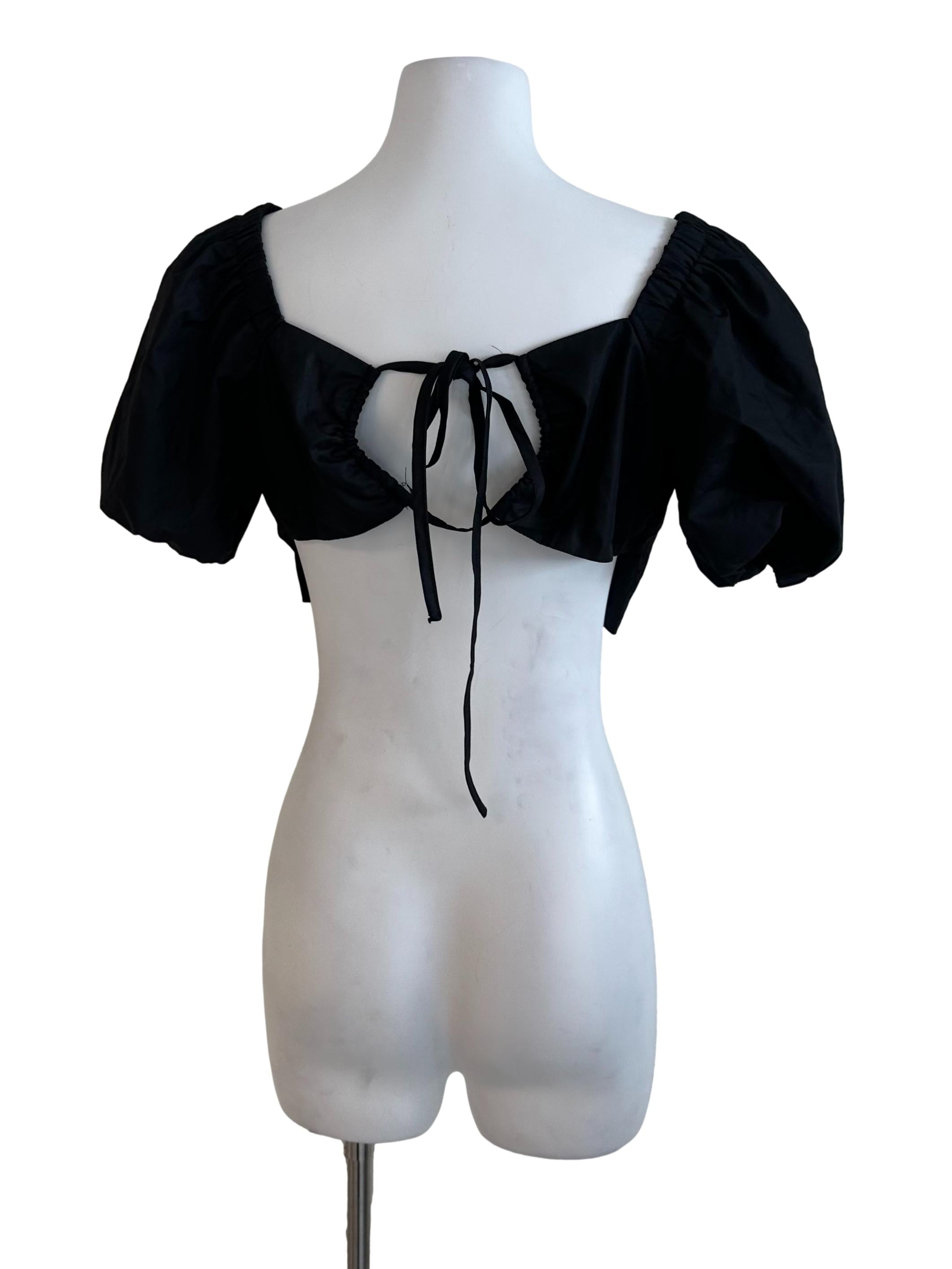 Black Plain Square Neck Top