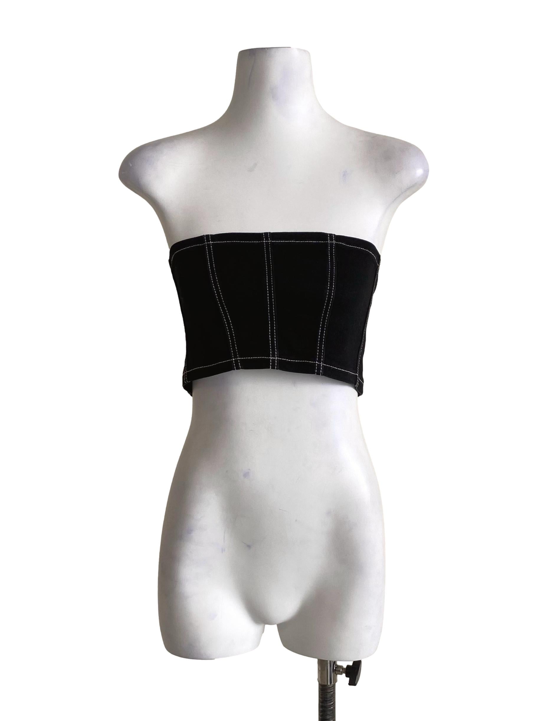 Jet Black Straight Across Crop Top TTR