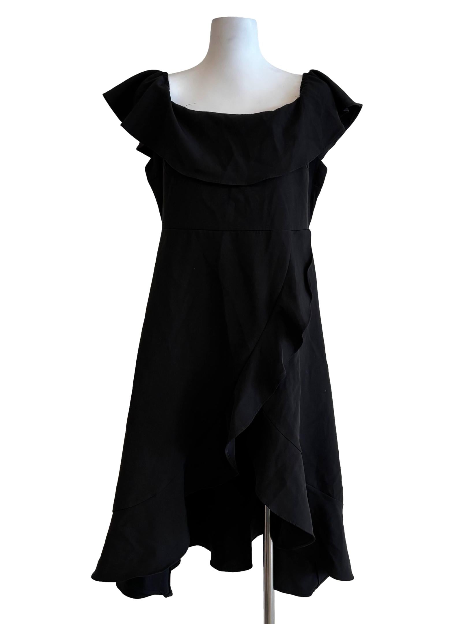 Jet Black Sleeveless Ruffle Dress
