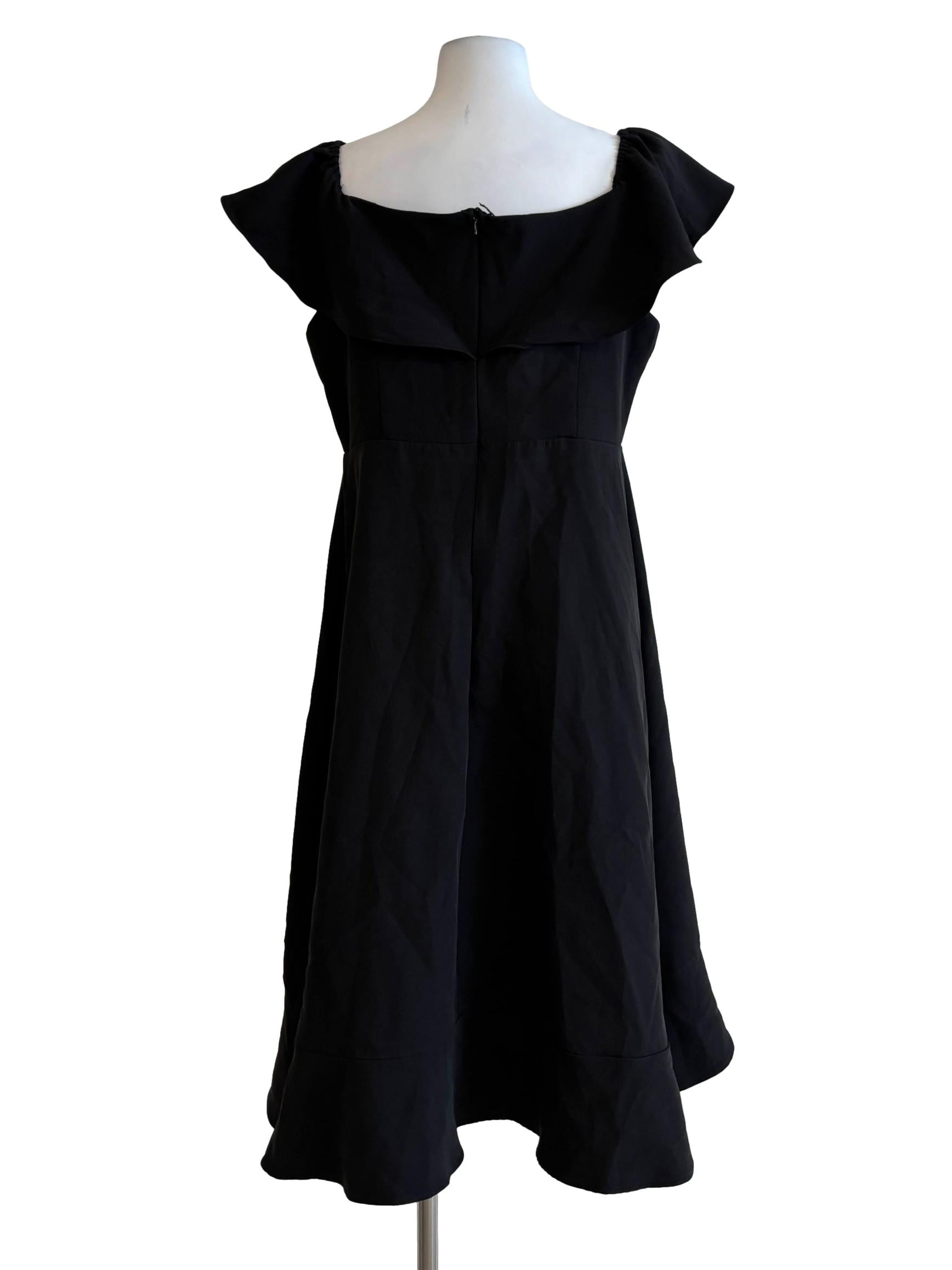 Jet Black Sleeveless Ruffle Dress